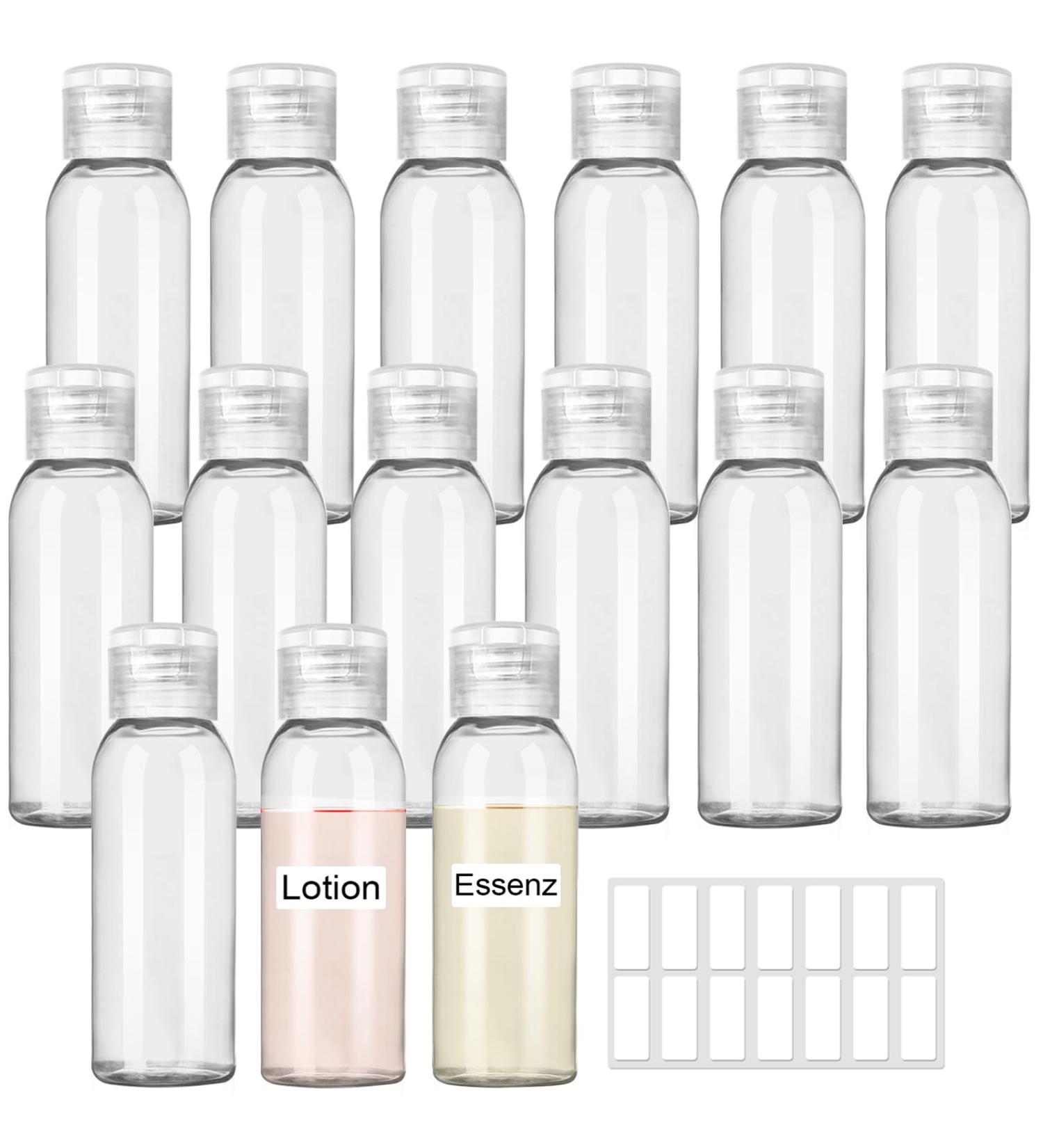 Rejoec 15-Piece Travel Bottle Set | 50ml Transparent Bottles for Air Travel - Perfect for Shampoo Conditioner & Lotion - Buy Online on GoSupps.com