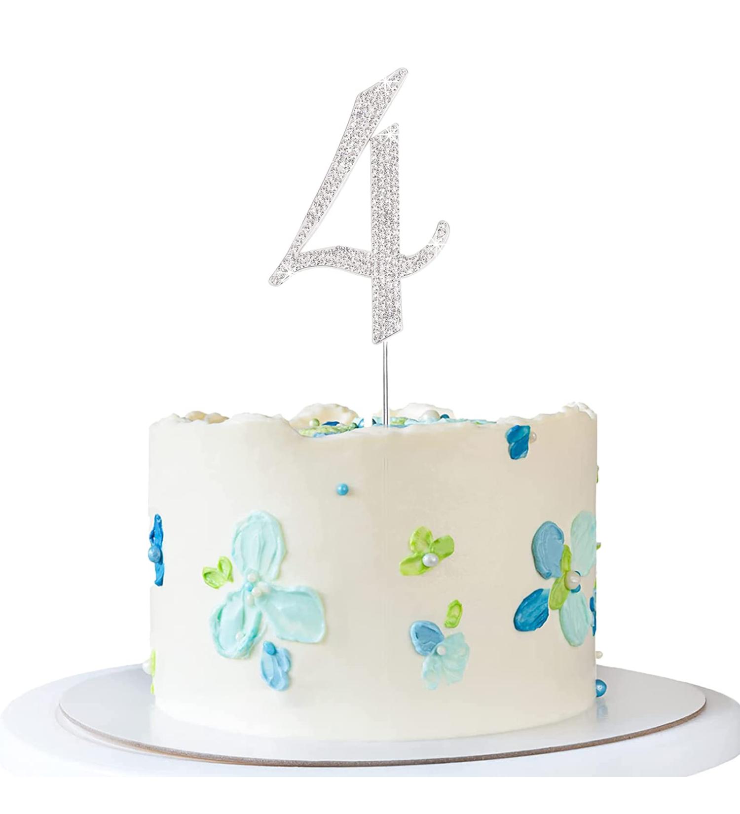 Shop Silver Rhinestone Happy Birthday Cake Topper | Elegant Cake Decoration for Birthdays - Buy Online on GoSupps.com