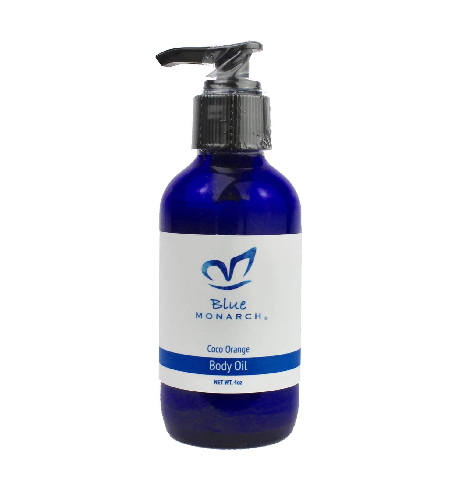Blue Monarch Skincare Coco Orange Body Oil - Natural Moisturizing Massage Oil (4 oz)