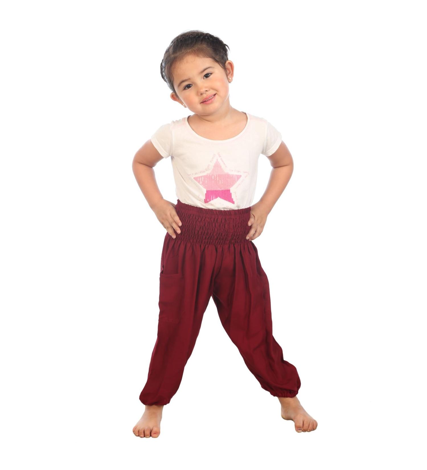 Lofbaz Children Hippy Thai Harem Aladdin Pirate Kids Pants - 3-6 Months - Burgundy - Buy Online on GoSupps.com