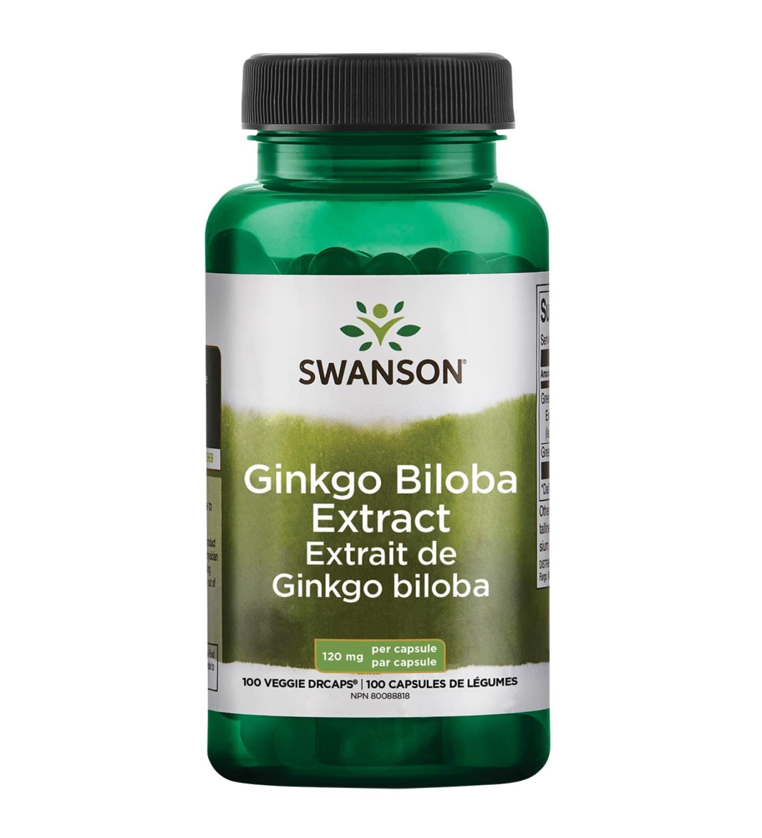 Swanson Ginkgo Biloba Extract 120 mg - 100 Veggie DRcaps for Brain Health - Buy Online on GoSupps.com