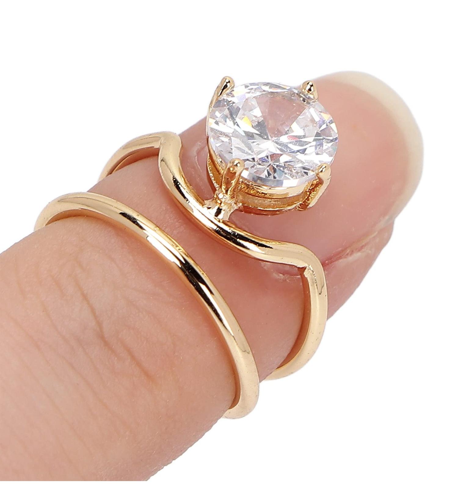 Rhinestones Fingernail Rings Women Finger Nail Rings Electroplated Copper Nail Rings Exquisite Stylish Nail Art Rings for Dancing Party (3053 gold) - Buy Online on GoSupps.com