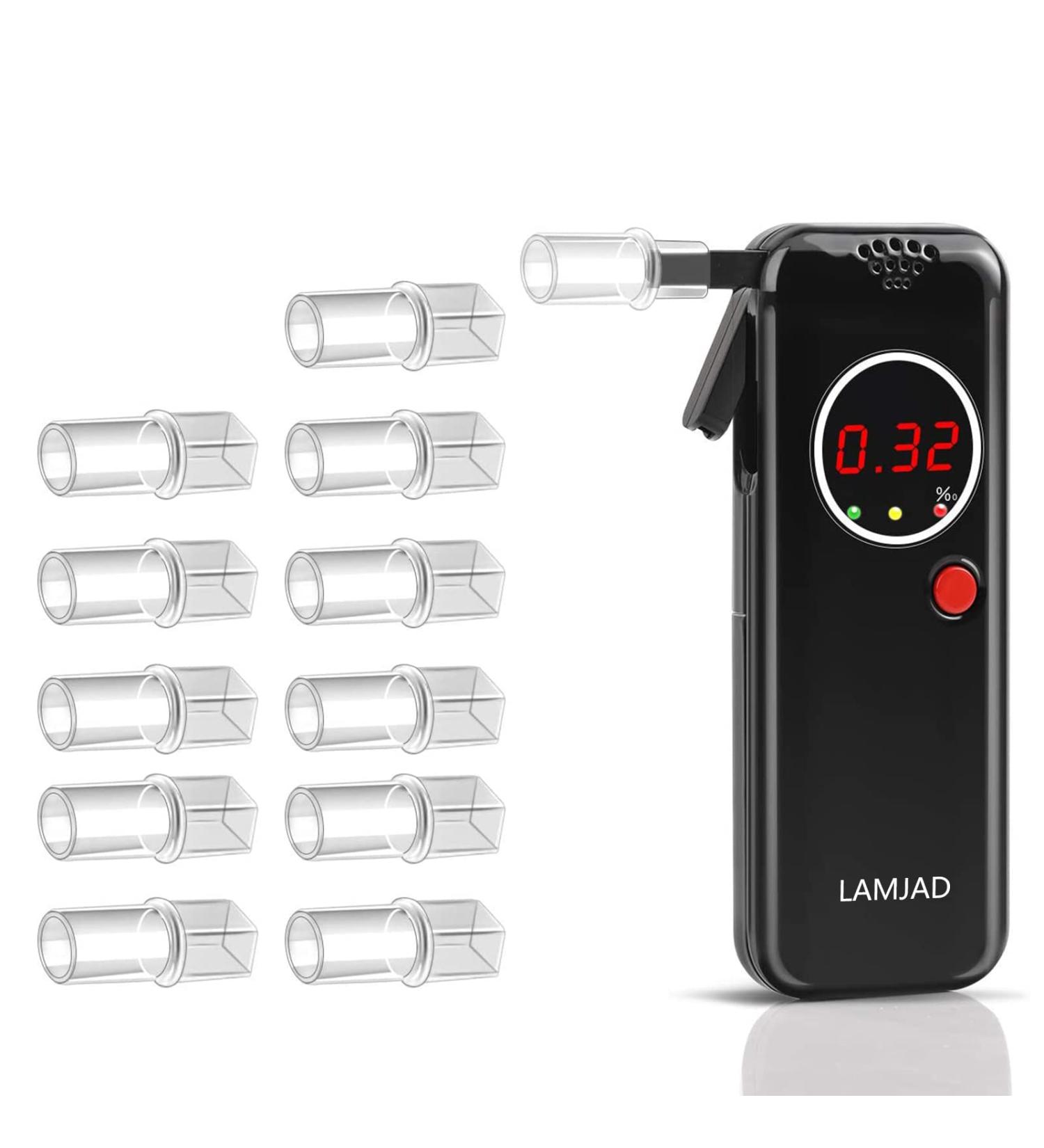 Professional LAMJAD Breathalyzer AD6000NS | Portable Alcohol Tester with 12 Mouthpieces | Digital LCD Display | Police Grade Accuracy - Buy Online on GoSupps.com
