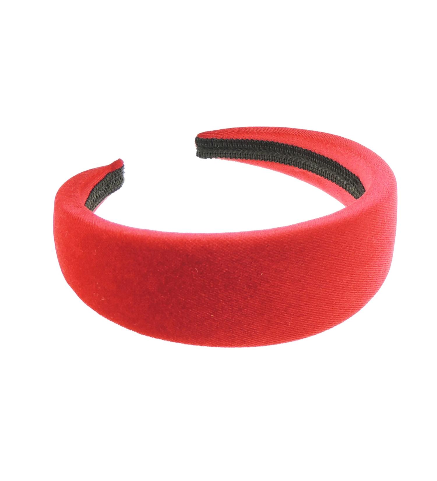 Womens Sponge Puffy Thick Wide Slightly Padded Velvet Christmas Birthday Wedding Guest Bridesmaid Party Formal Boho Vintage Evening Fancy Headband Alice Band Hair Accessories Hairband (Red)