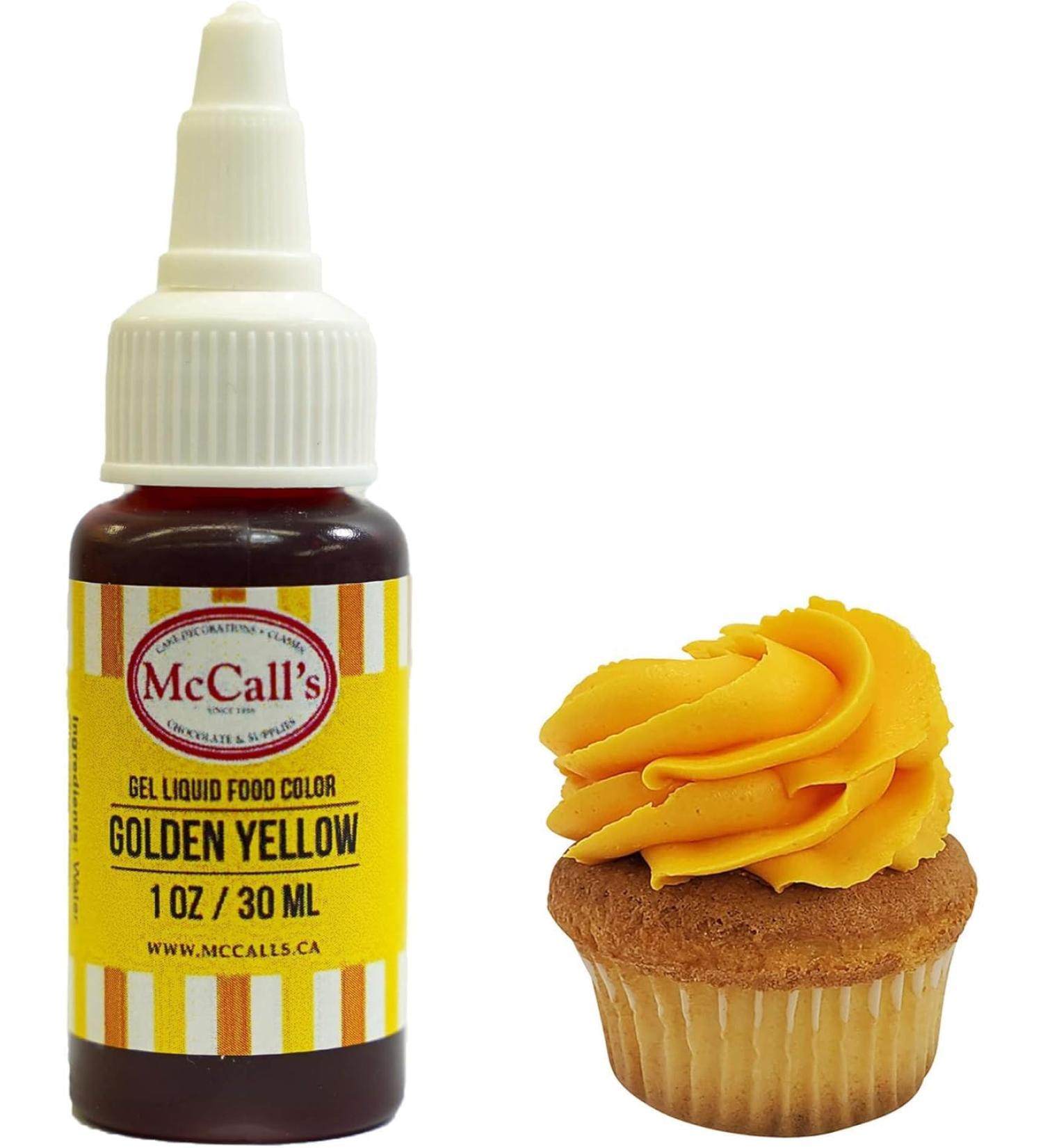 McCall's Liquid Gel Food Color 1 oz (Golden Yellow 30 ml) Golden Yellow 30 ml (Pack of 1)