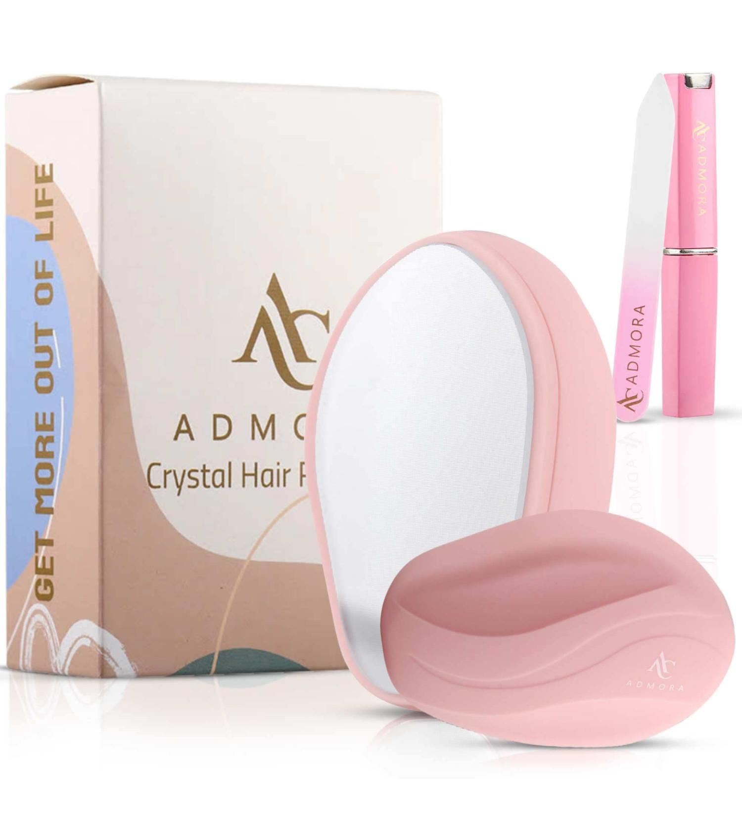 ADMORA Crystal Hair Remover - Nano Crystal Exfoliation Tool for Painless Hair Removal, Men & Women - Fast, Easy & Gentle Stone for Silky Smooth Skin - Pink - Buy Online on GoSupps.com