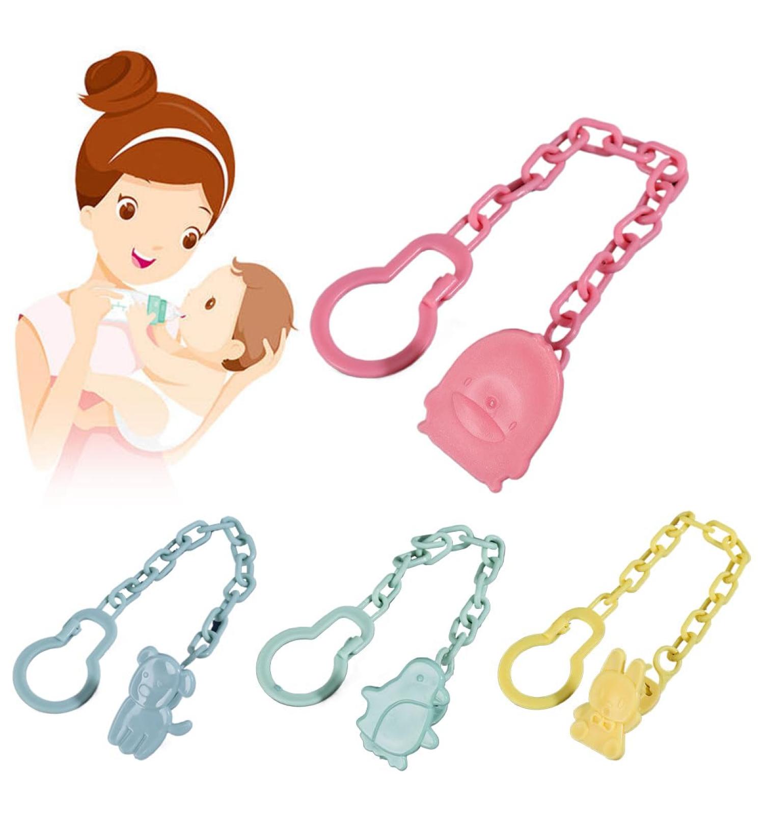 4 Set Pacifier Chains for Babies - Soft Pacifier Clips with Adapters for Toys | Perfect Baby Shower Gift - Buy Online on GoSupps.com