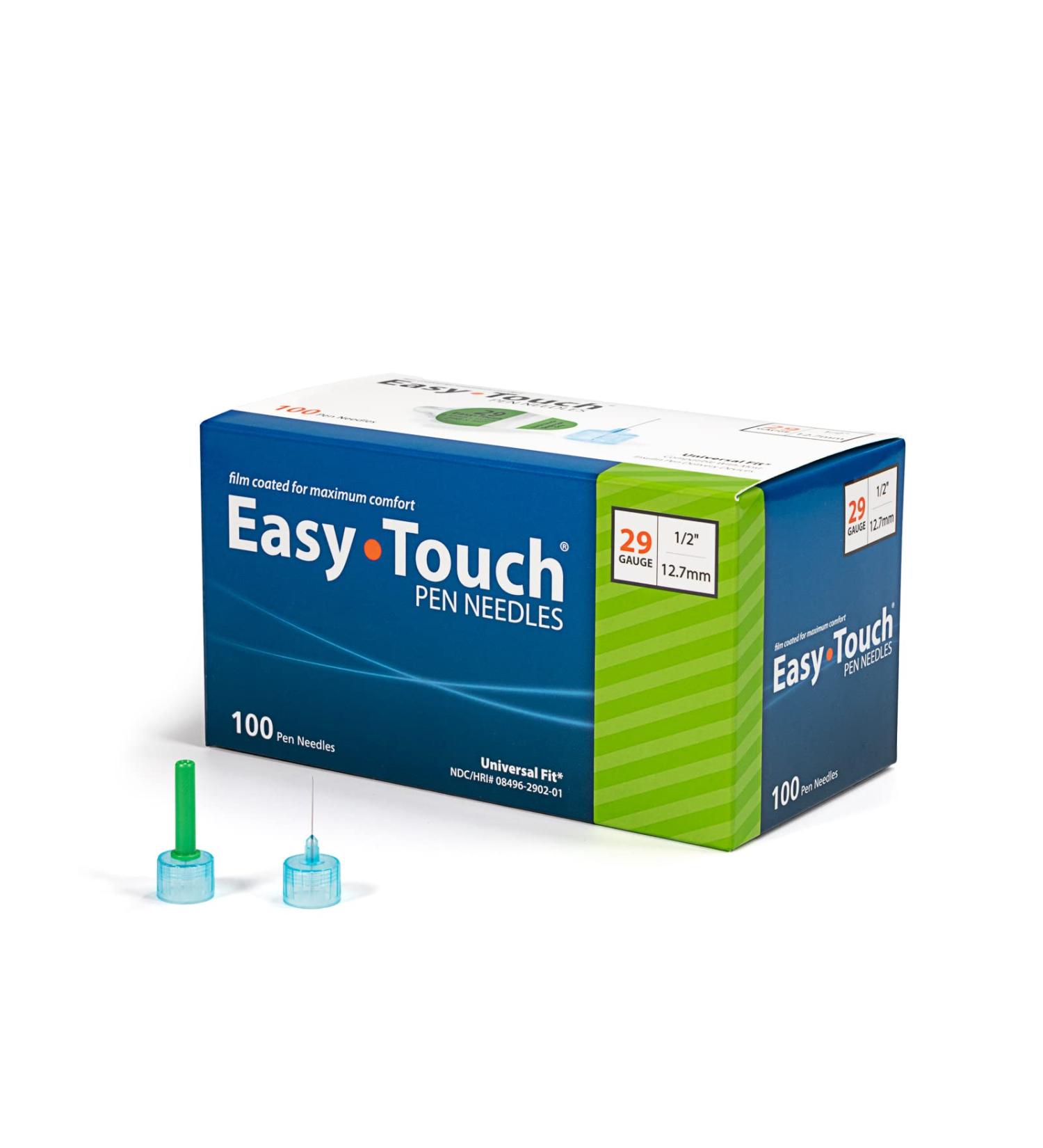 Easy Touch Insulin Pen Needles 29G 1/2-Inch/12.7mm - Box of 100 - Buy Online on GoSupps.com
