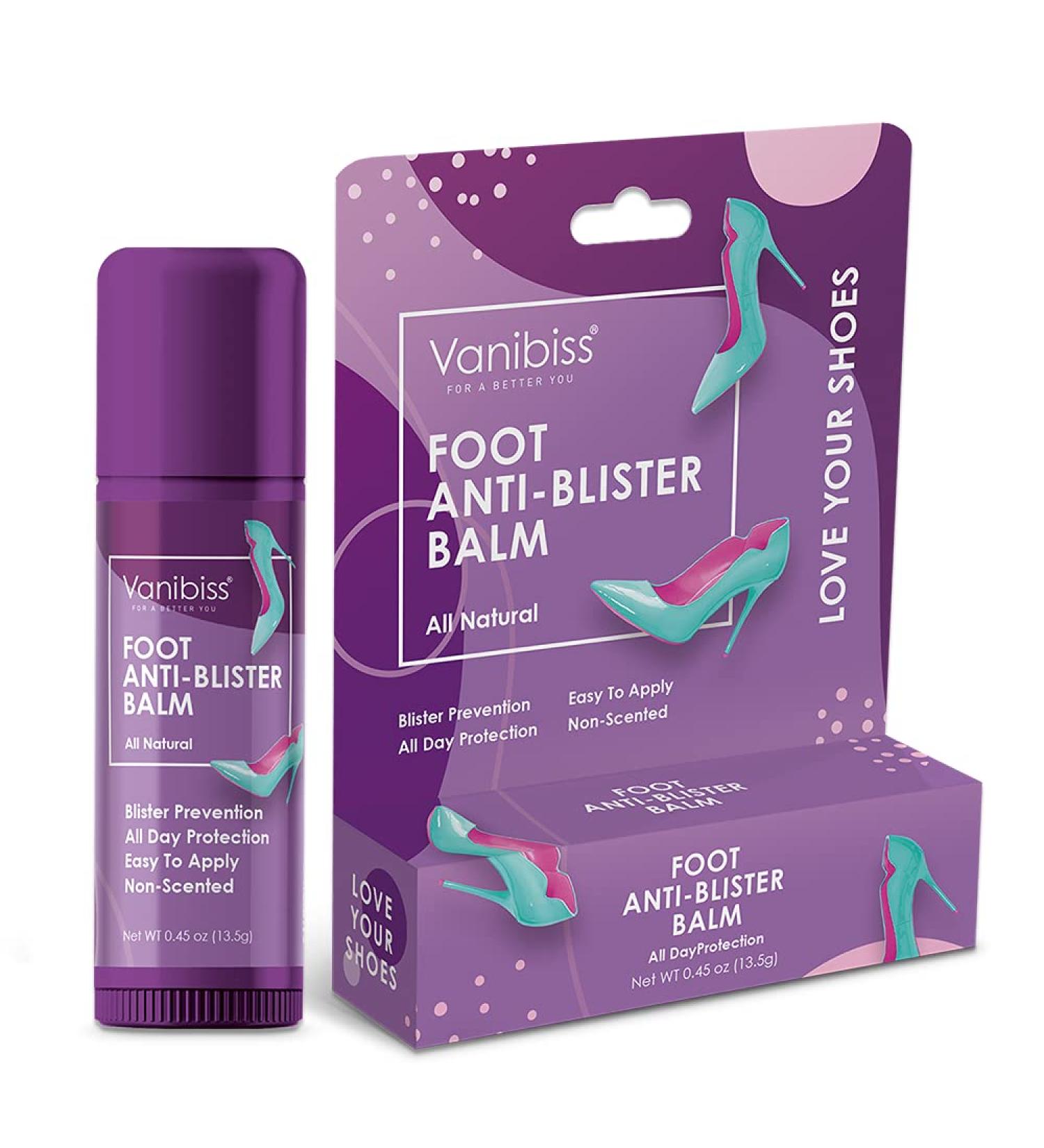 Vanibiss Foot Anti Blister Balm - Prevention & Relief for Foot Blisters, Chafing & Friction - Natural Care (0.45oz) - Buy Online on GoSupps.com