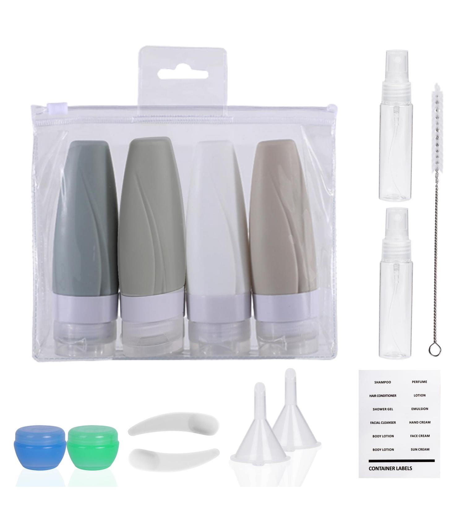 Lollanda 15-Piece Silicone Travel Bottle Set - Leak-Proof TSA-Approved Containers for Shampoo Lotion & Cosmetics - 60ml with Stickers - Buy Online on GoSupps.com