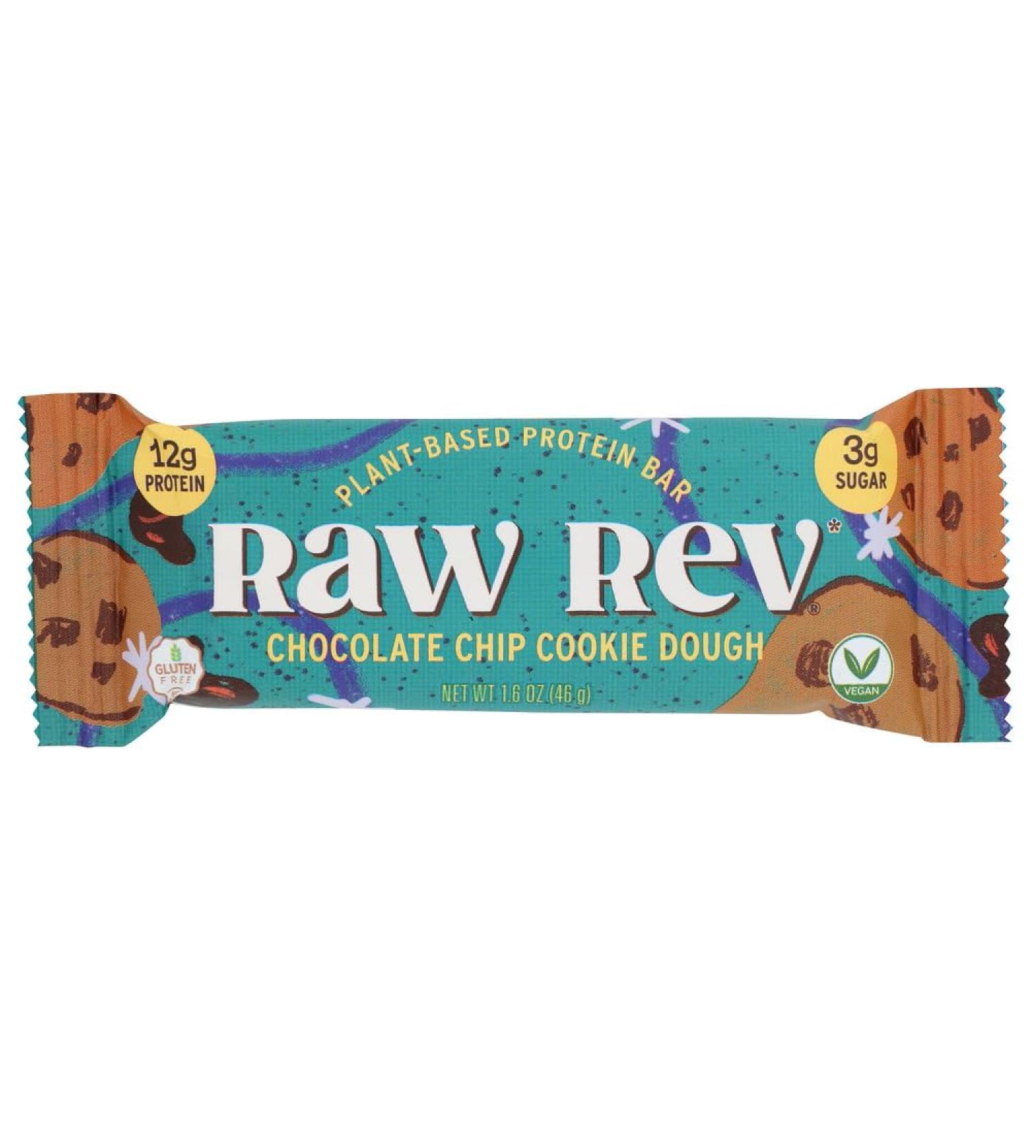 Buy Raw Rev Glo Protein Bar - Chocolate Chip Cookie Dough (Pack of 12) | Healthy Snacks Gluten-Free International Shipping - Buy Online on GoSupps.com