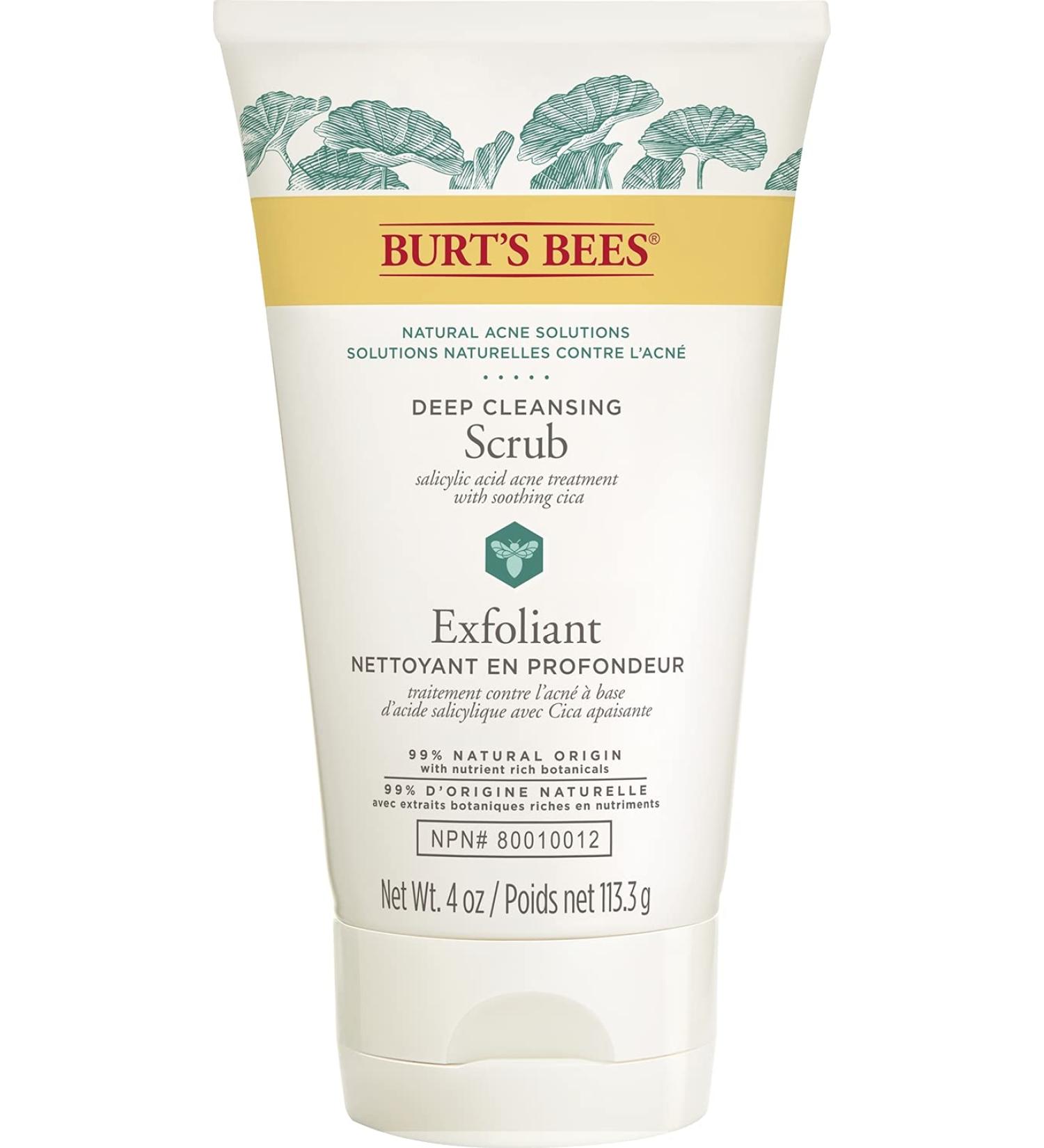 Burt's Bees Natural Acne Solutions Deep Cleansing Scrub Salicylic Acid Acne Treatment with Soothing Cica 99% Natural Origin 113g - Buy Online on GoSupps.com