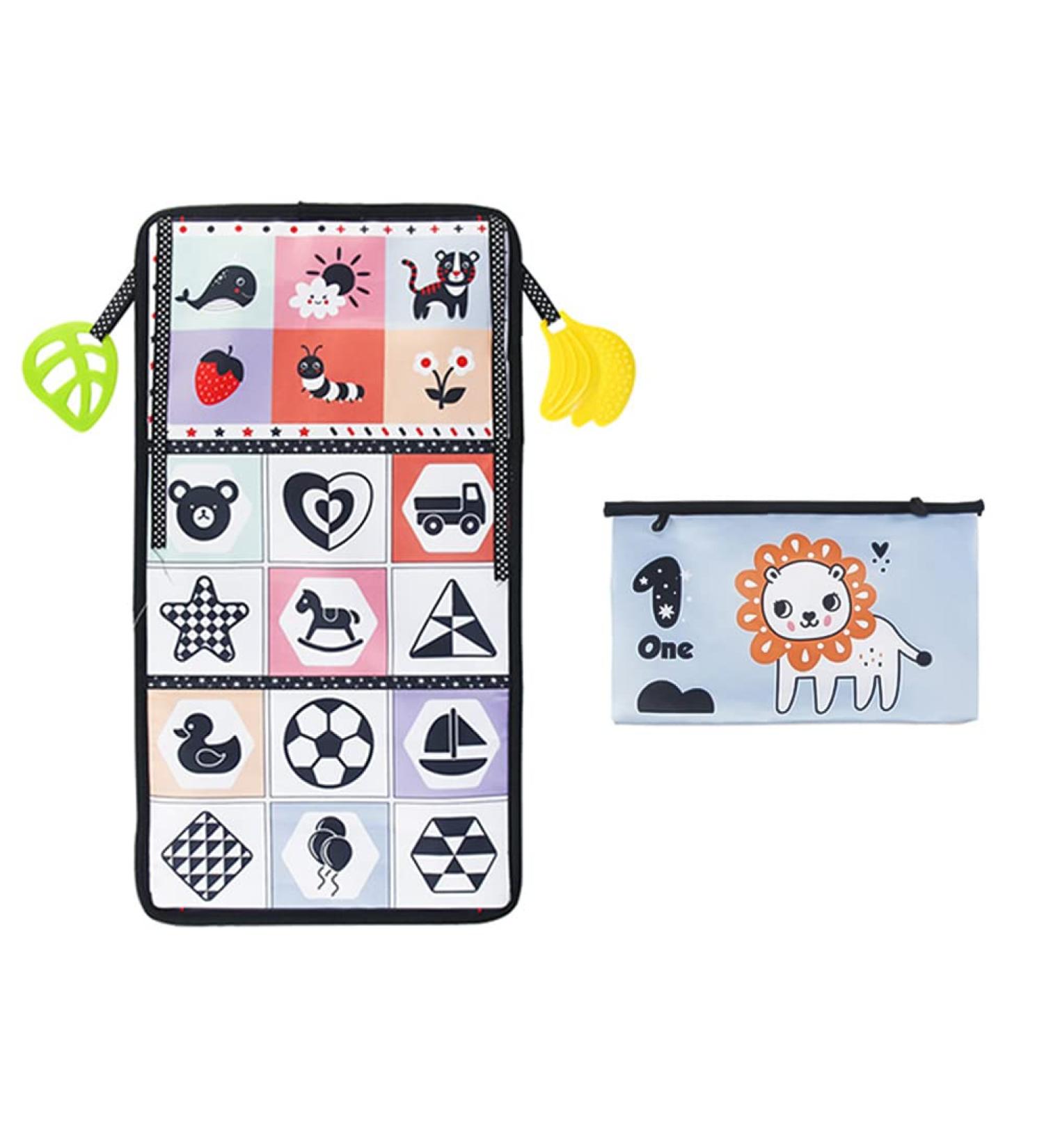 Katutude Baby Fabric Book & Mirror Toy Set - Black White Contrast Pattern | Perfect Gift for Newborns (0-36 Months) | Soft Crackling Book & Bite Ring - Buy Online on GoSupps.com