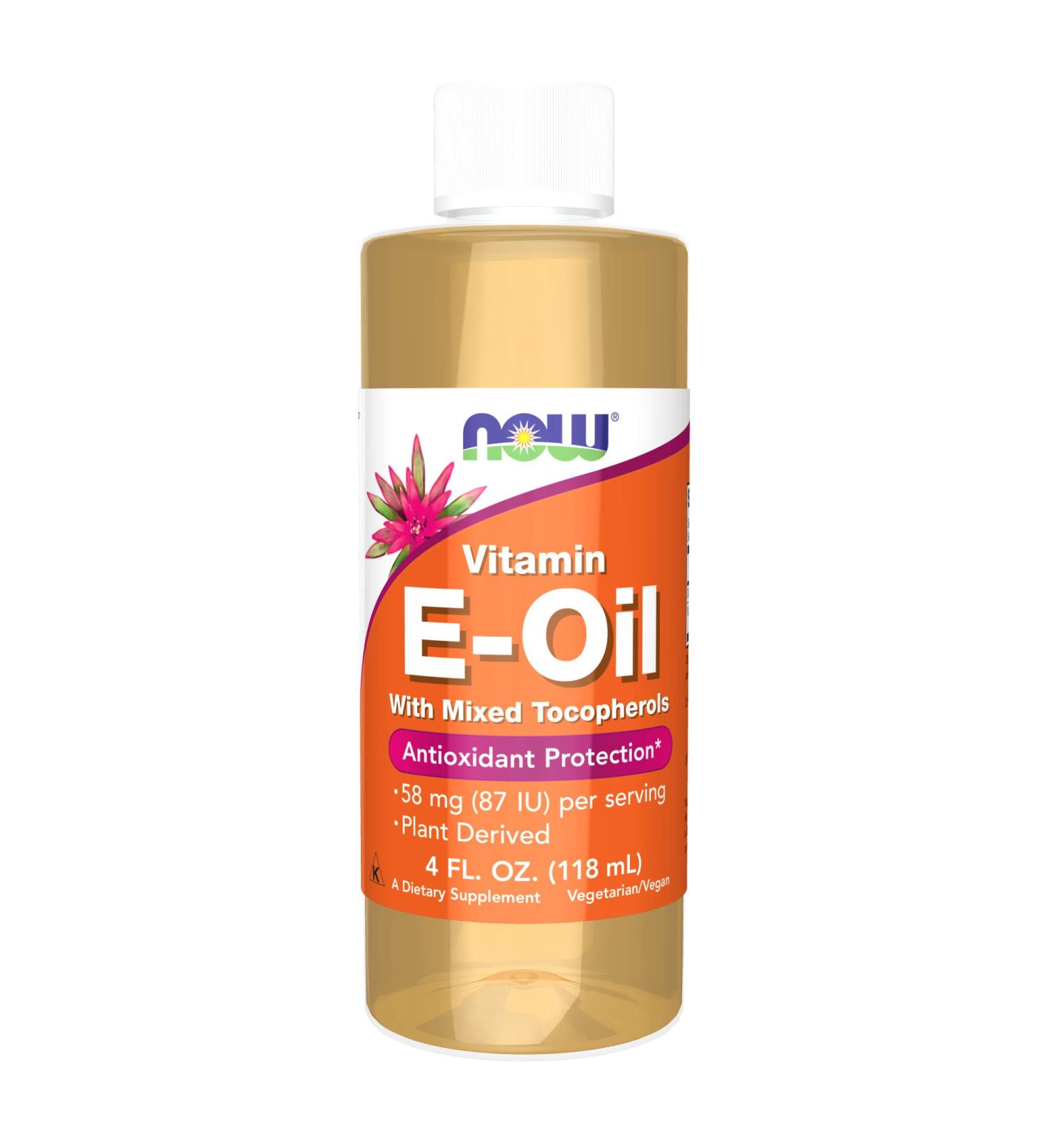 Now Foods Natural E-Oil 4 fl oz - Antioxidant Protection & Skin Nourishment - Buy Online on GoSupps.com