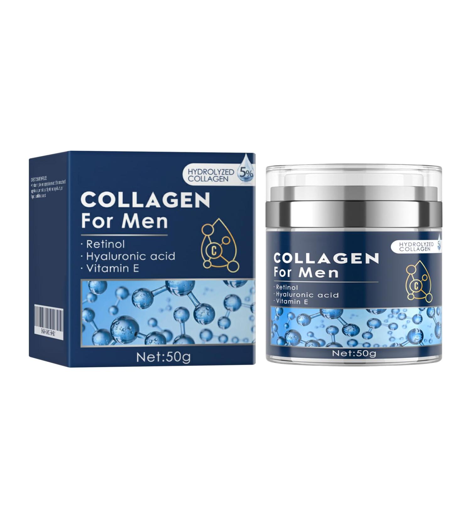 Men's Collagen Anti-Aging Face Moisturizer 50g | Retinol Hyaluronic Acid & Vitamin E | Reduces Wrinkles Firms Skin 24H Hydration | All Skin Types - Buy Online on GoSupps.com