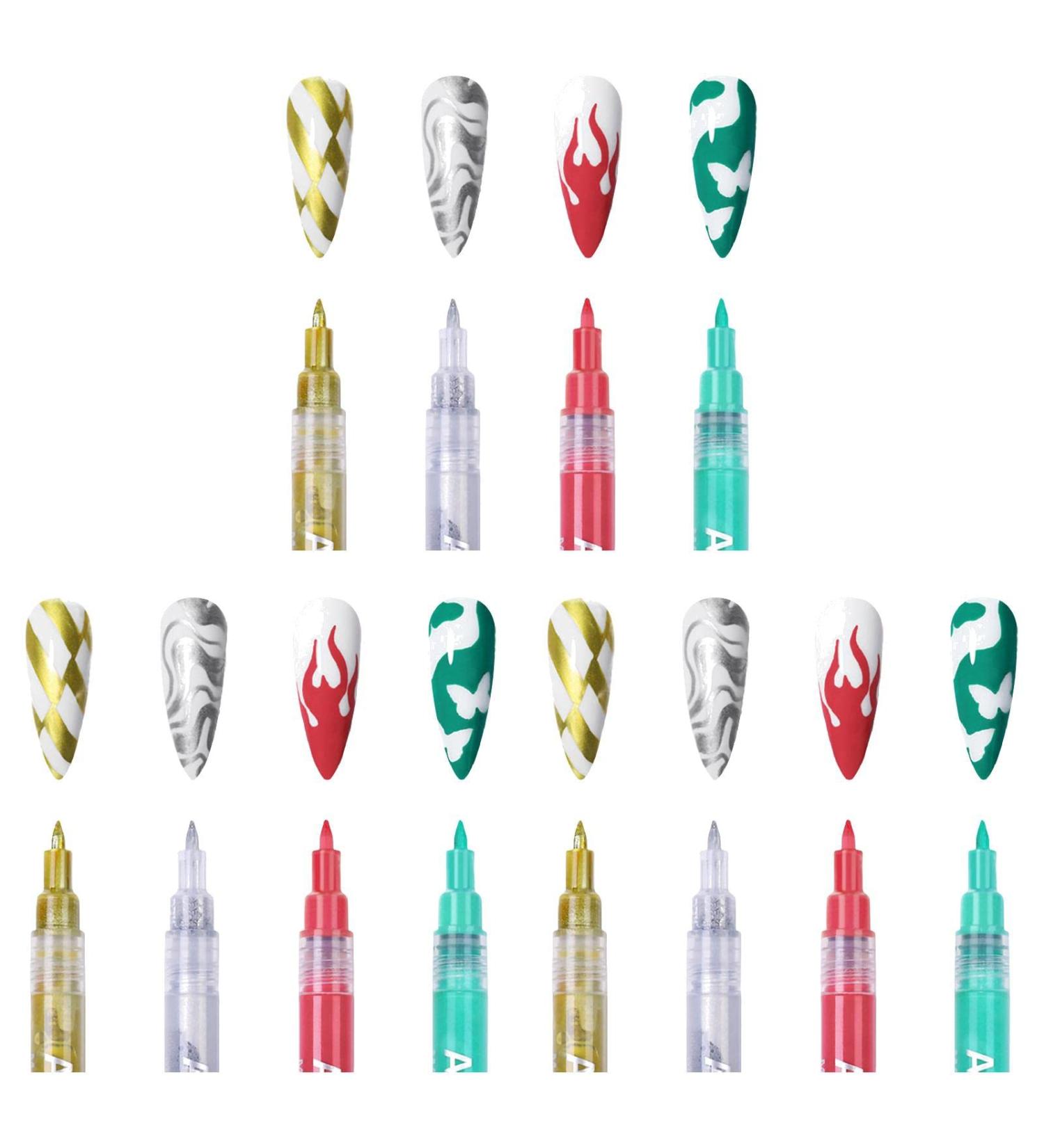 YOXIER Nail Drawing Pens Manicure Pen Painting Draw Nail Art Equipment Grip Comfortable for Nail Salon E 3Pcs