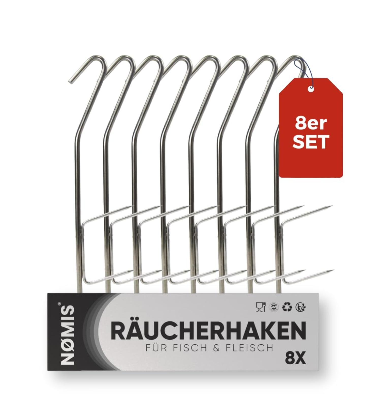 Premium Stainless Steel Smeck Hook Set - 21cm Meat & Fish Smoking Hooks for Trout Salmon Eel - Ideal Smoked Chips Accessories (8 Pack) - Buy Online on GoSupps.com
