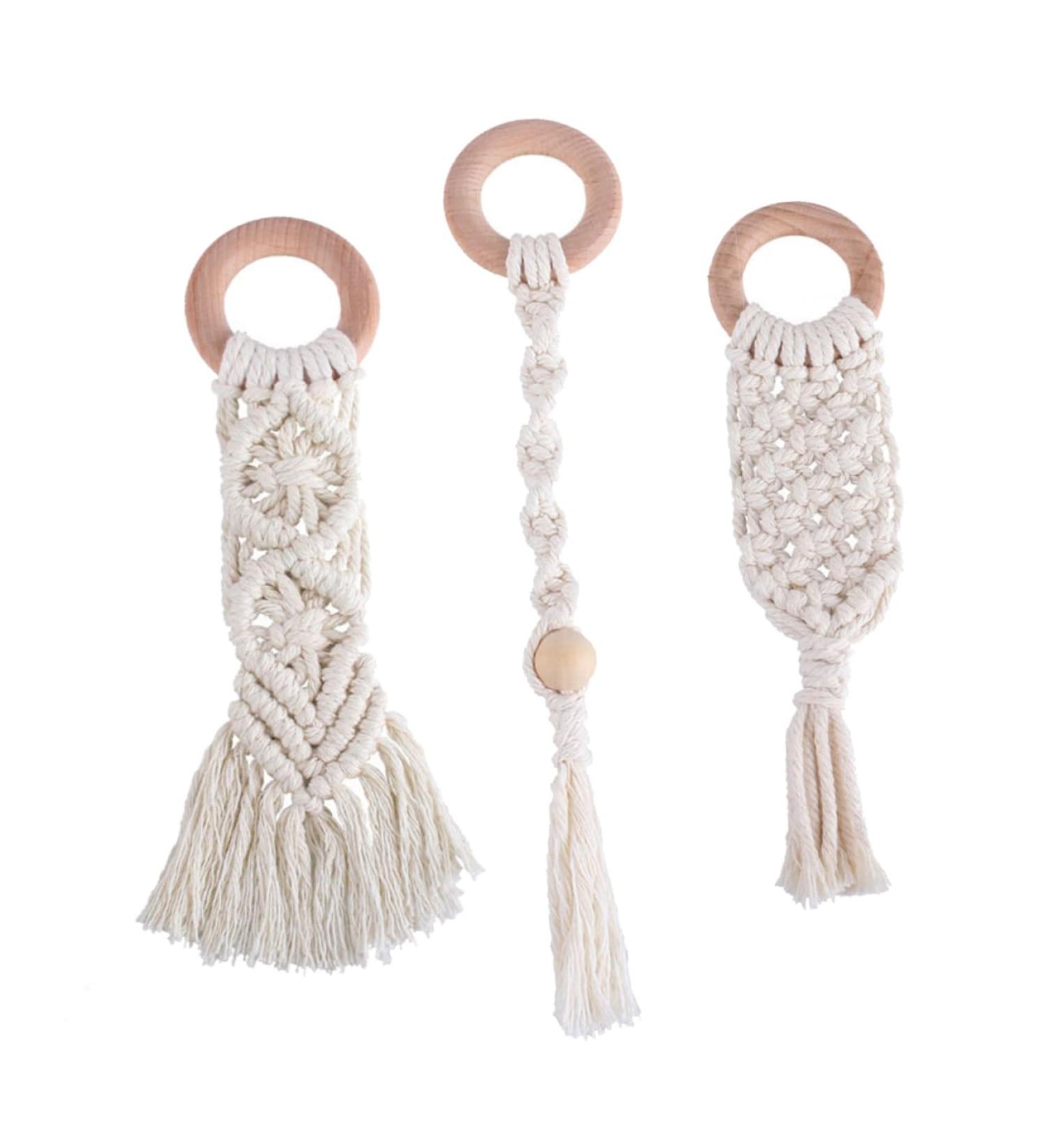 Toyandona 3 Pcs Handmade Dental Care Chew Toys for Kids - Natural Cotton Rope Molar Sticks for Healthy Teeth Hygiene - Buy Online on GoSupps.com