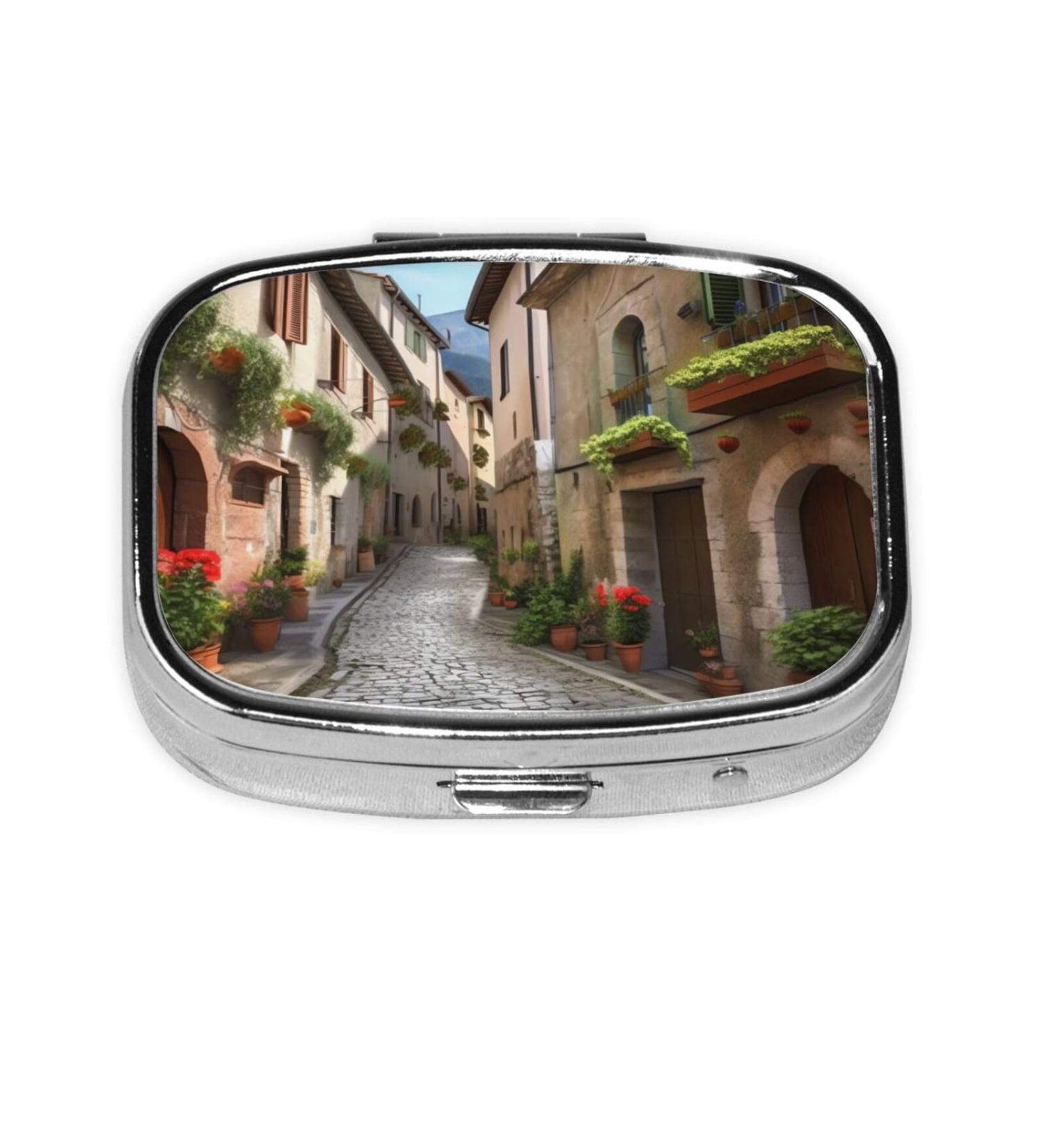 Buy Italian Town Street Printed Square Pill Box - Portable Travel Medicine Organizer - Buy Online on GoSupps.com
