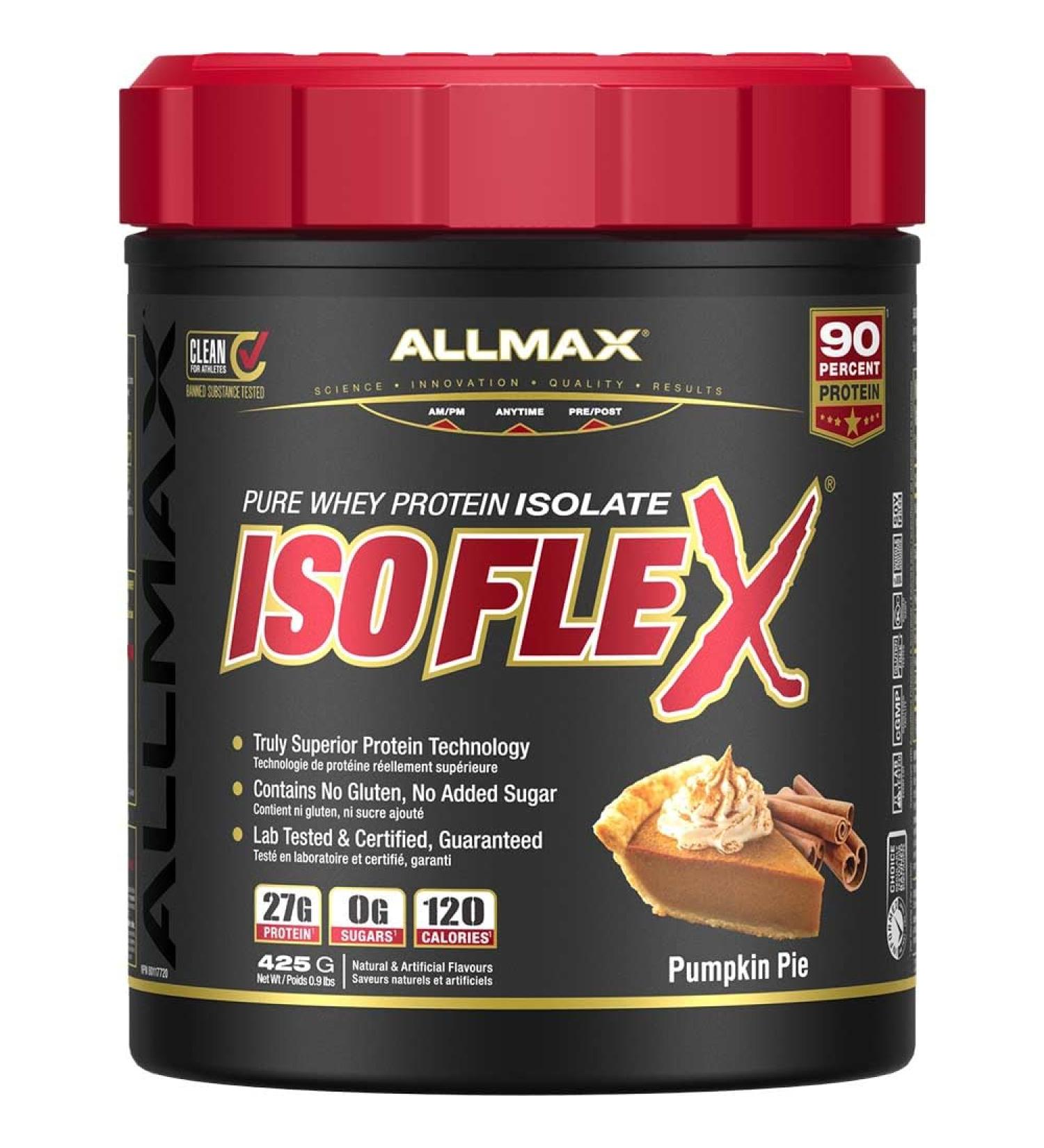ALLMAX Nutrition - ISOFLEX - 100% Ultra-Pure Whey Protein Isolate - Pumpkin Pie- 1 Pound - Buy Online on GoSupps.com