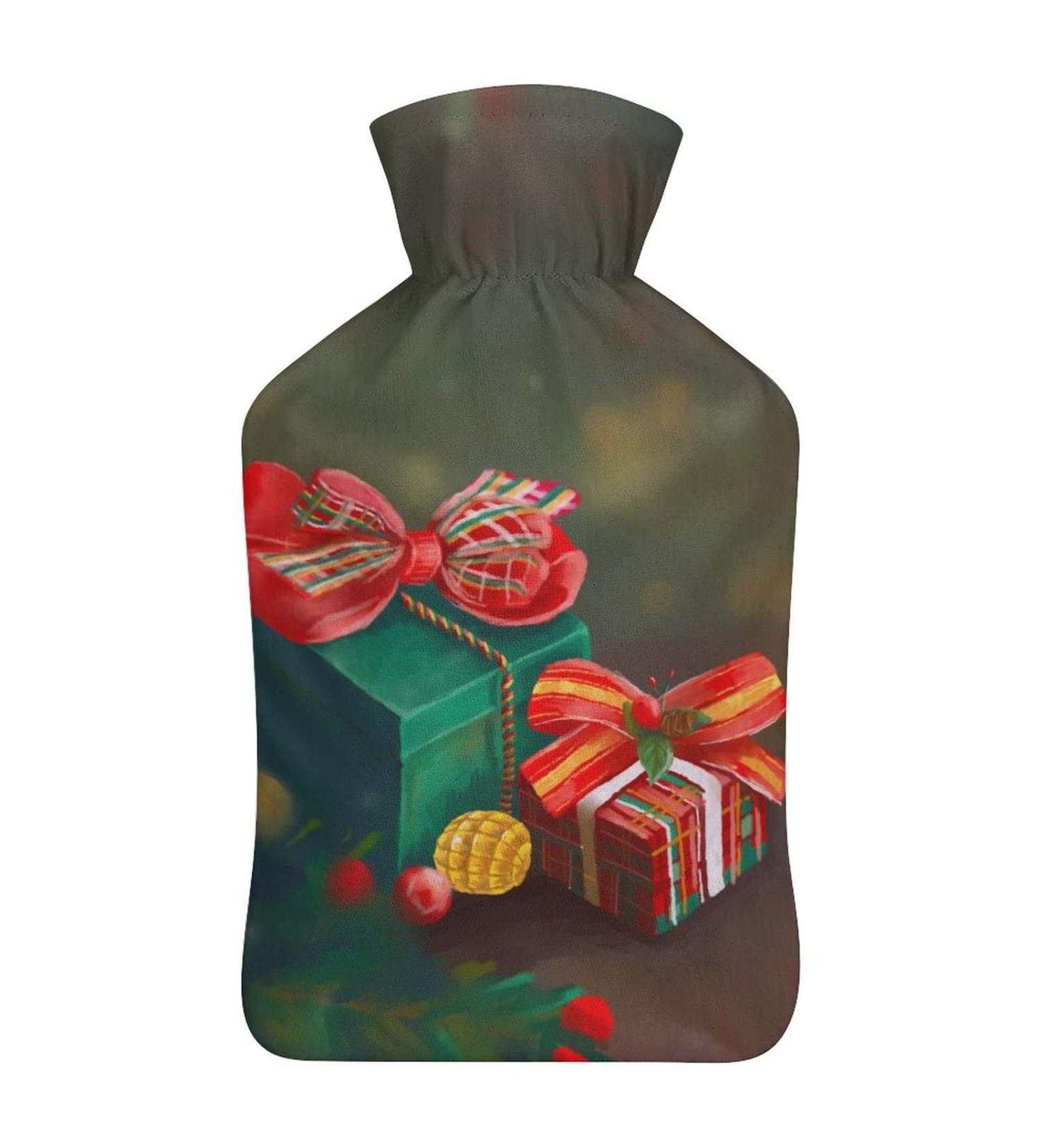 Christmas Hot Water Bottle with Plush Cover | Warm Hand Warmer for Adults & Kids - 26.5x15.3cm | International Shipping - Buy Online on GoSupps.com