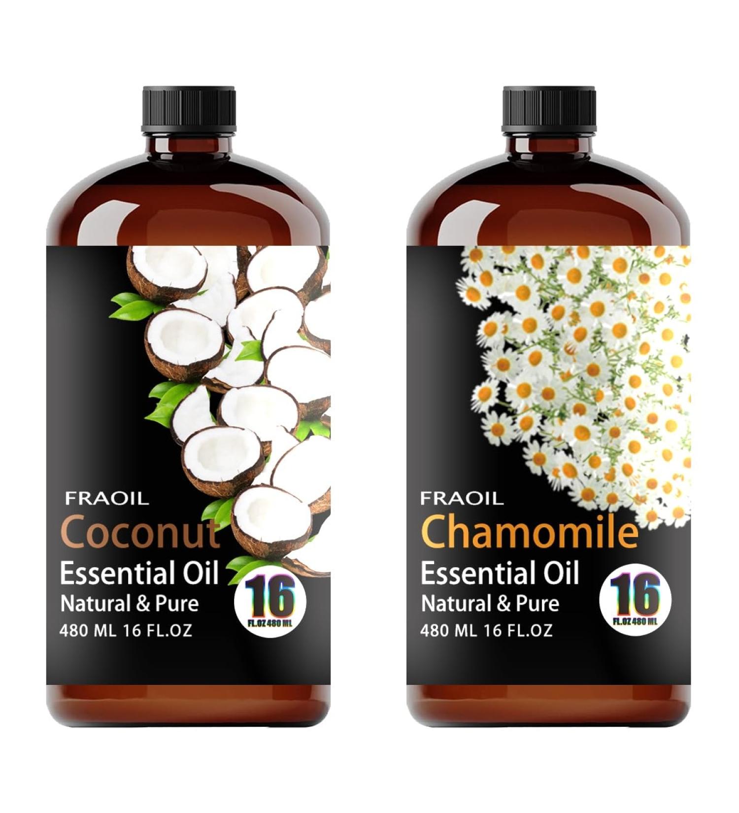 Coconut Essential Oil 16 Fl Oz and Chamomile Essential Oil 16 Fl Oz for Diffuser Humidifier Yoga Cleaning DIY Candle Soap Making Perfume Gift for Essential Oils - Buy Online on GoSupps.com