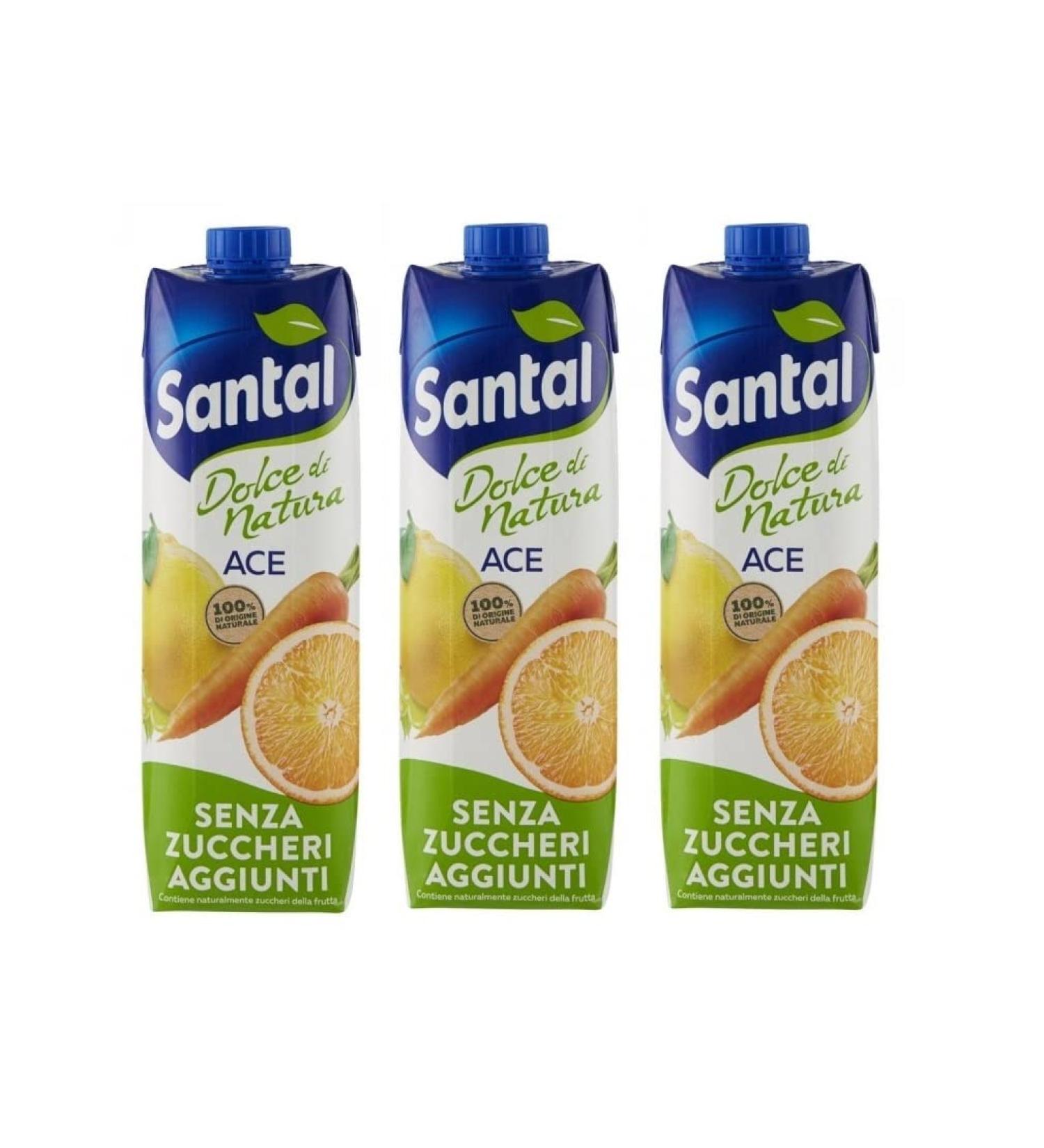 Parmalat Santal Ace Fruit Juice Dolce di Natura Zero Added Sugars Orange carrot and lemon flavor fruit juice zero added sugar Tetrapack 1000 ml - Buy Online on GoSupps.com