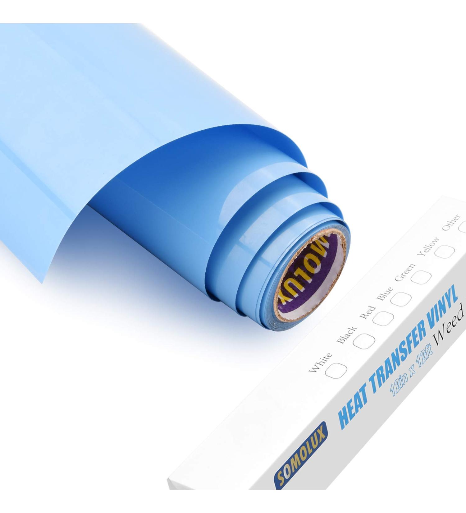 SOMOLUX Light Blue HTV Iron On Heat Transfer Vinyl Roll - 12 x 12' - Easy to Cut & Weed - DIY T-Shirts - Buy Online on GoSupps.com