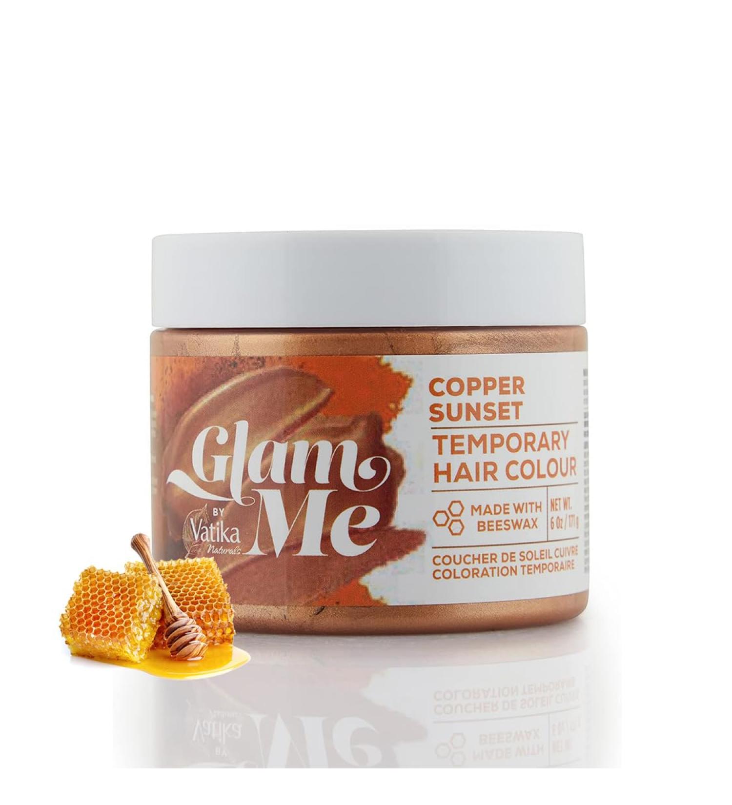 Vatika Naturals's Glam MeCopper Sunset Temporary Hair Colour - 6oz | Made With Bee Wax | Natural Hairstyle Colour | For Men & Women - Buy Online on GoSupps.com