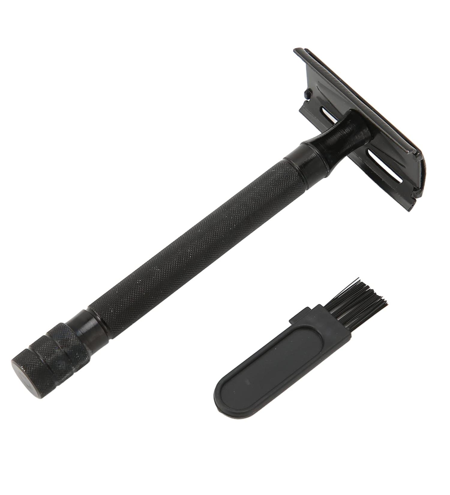 Premium Men's Double Edge Razor with Comfortable Handle - Metal Shaver & Cleaning Brush for Smooth Shaving - International Shipping Available - Buy Online on GoSupps.com