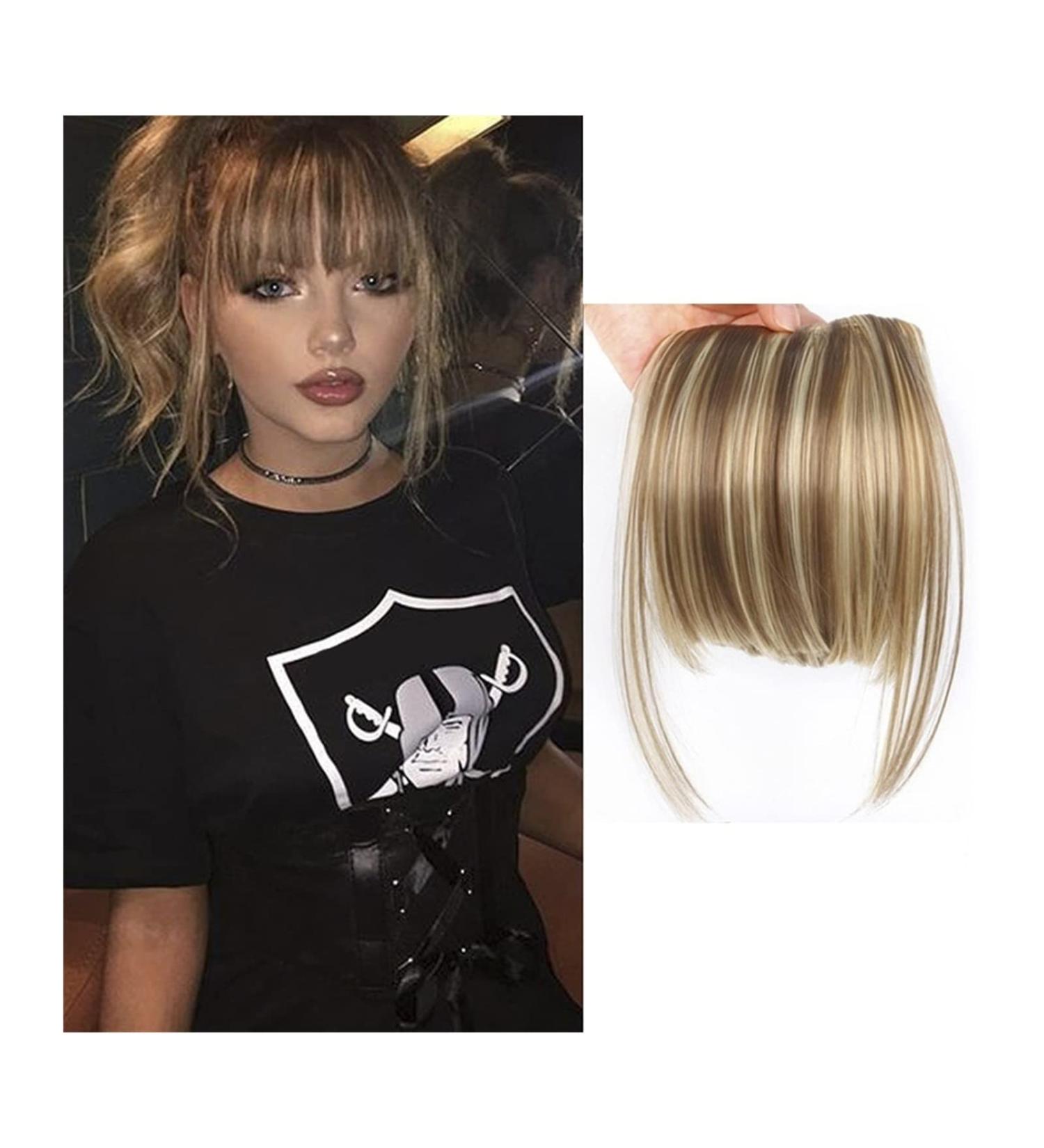 Bangs Hair Clip Fringe Bangs Synthetic Hair Extensions Clip in Bangs 6" Short Straight Hairpiece Thick Natural Front Neat Bangs with Temples for Women Girls Bangs Clip in Hair (Color : 18H613 Size 6inches 18H613 - Buy Online on GoSupps.com