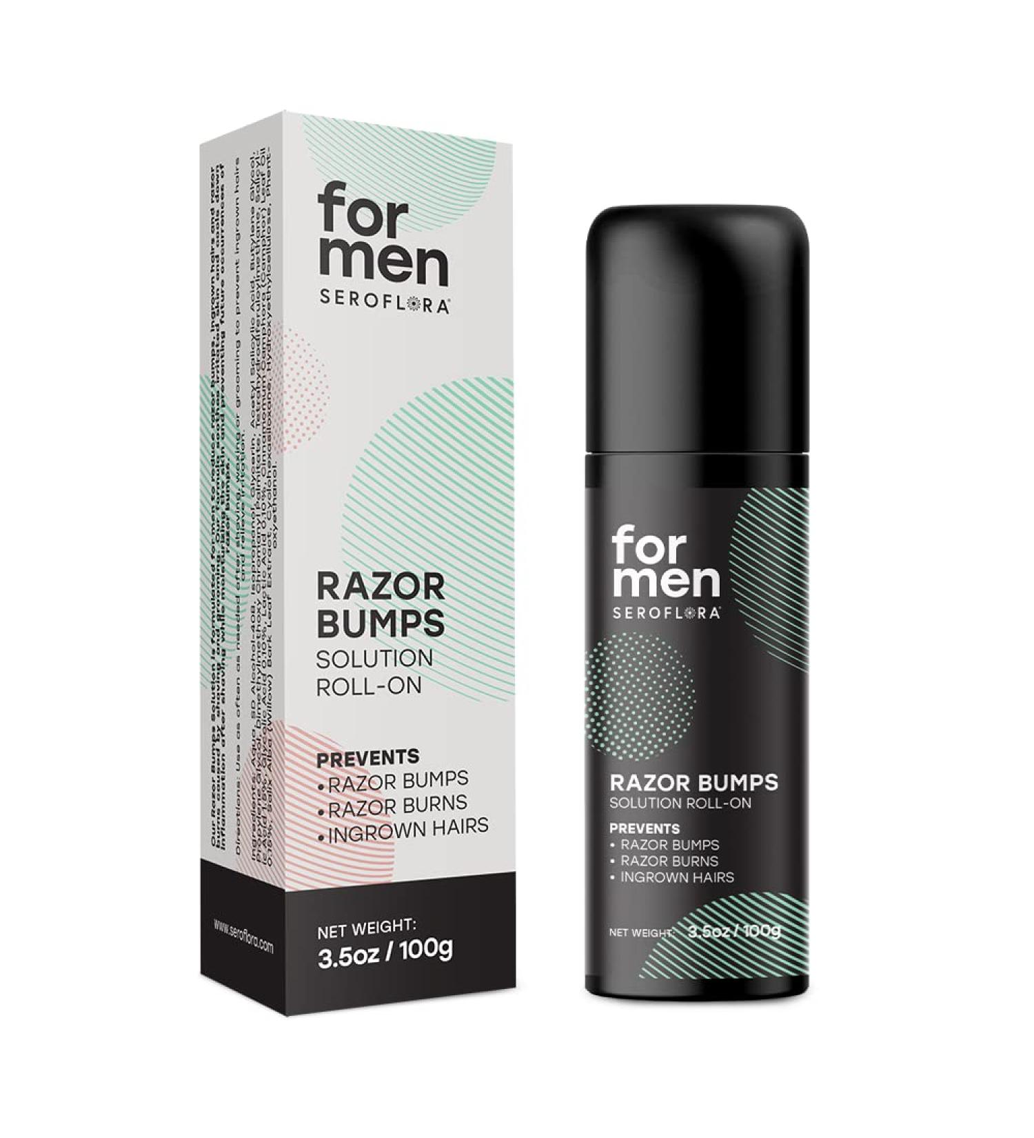 Seroflora Men's Razor Bump Solution - Ingrown Hair Treatment - After Shave & Waxing - Roll-On for Face, Legs, Body (3.5floz) - Buy Online on GoSupps.com