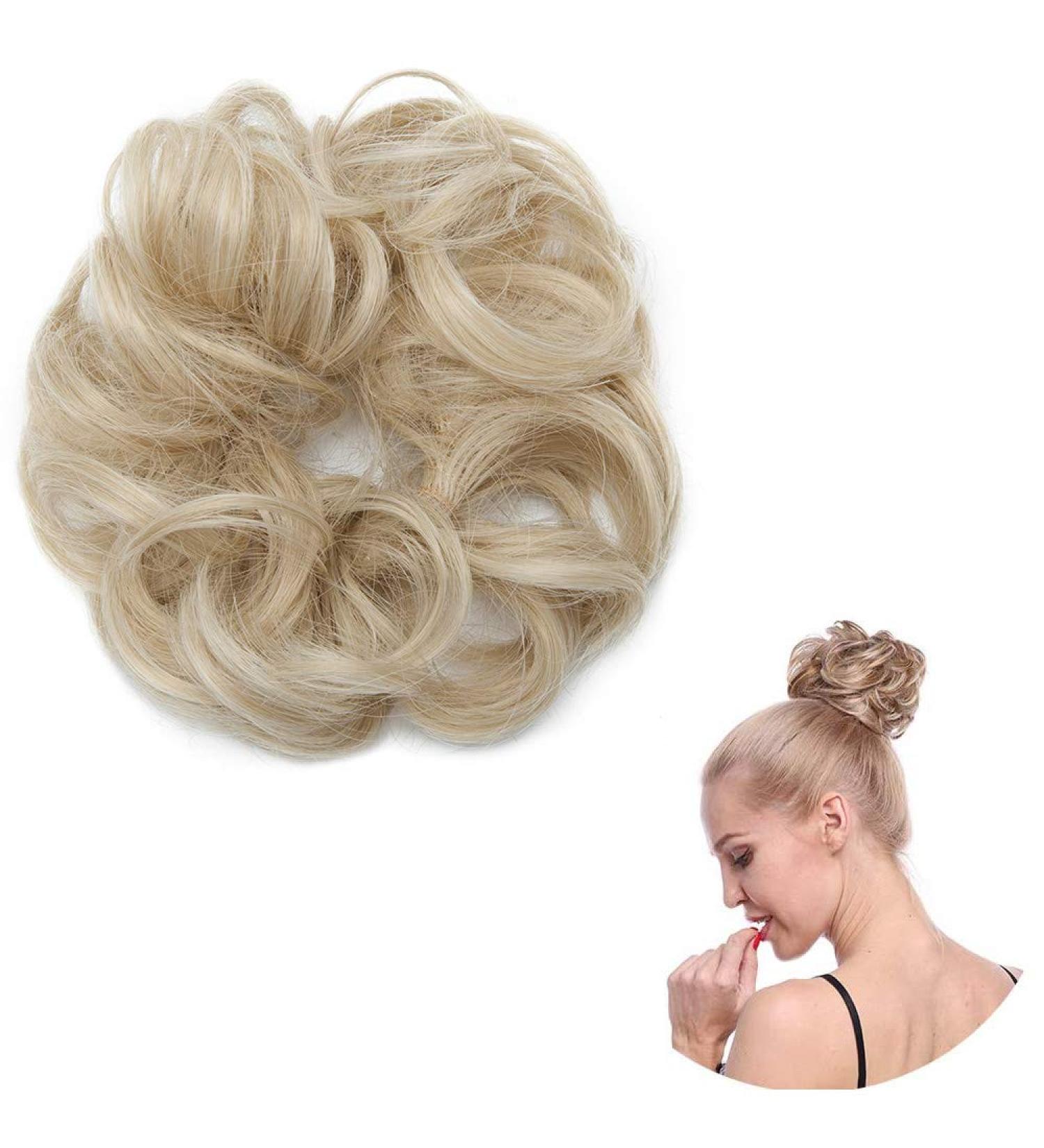 Ash Blonde Mix Bleach Blonde Messy Updo Hairpiece Scrunchie Extension - Buy Online on GoSupps.com