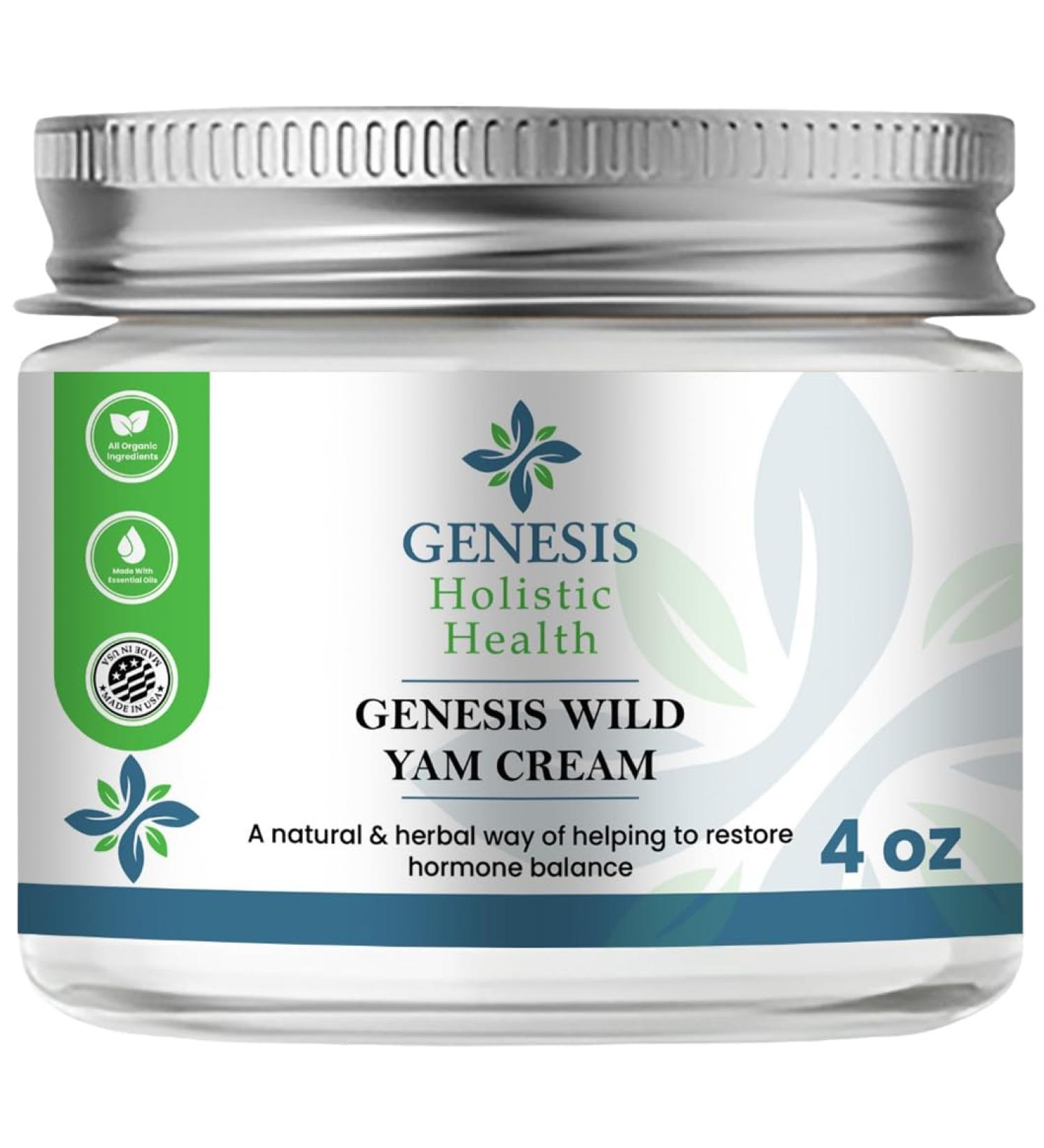 Genesis Wild Yam Root Cream Organic Balancing Cream for Women Deep Nourishment and Hydration Made with Wild Yam Root Chaste Tree Berry and Red Clover 4oz 4 Ounce (Pack of 1) - Buy Online on GoSupps.com