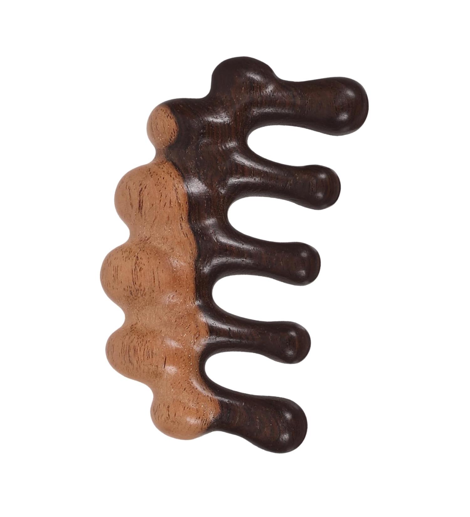 Plafope Massagekamm - Wooden Head Massager Comb for Women & Men | Wide Tooth Comb for Curly Hair & Scalp | 10.00x5.50cm Black - Buy Online on GoSupps.com