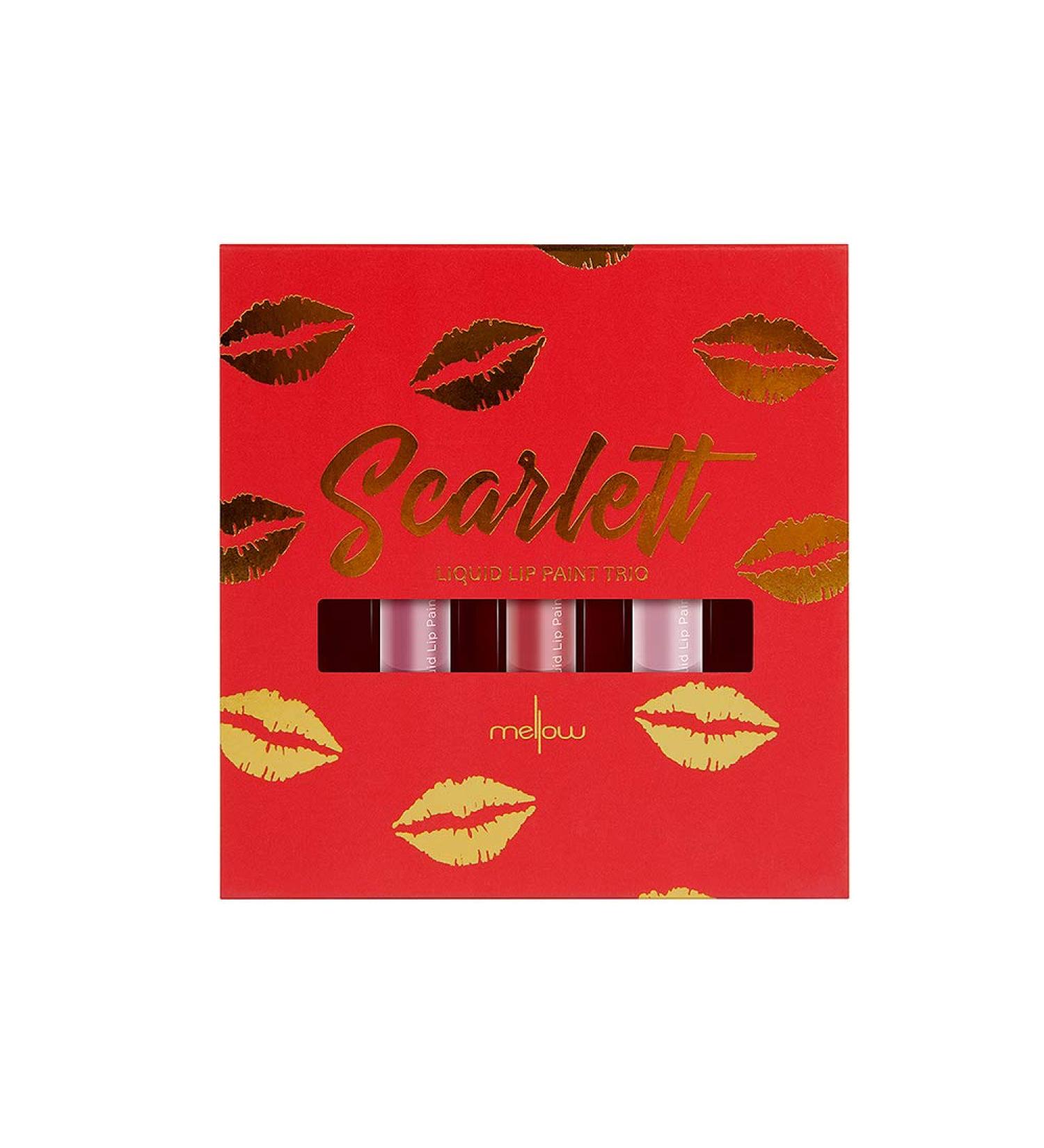 Mellow Cosmetics Scarlett Lip Paint Trio - Long-lasting Color & Rich Pigment for Stunning Lips - Shop Internationally - Buy Online on GoSupps.com
