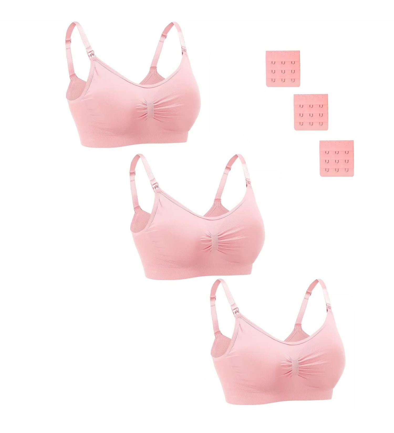 Dreamburn Maternity Nursing Bra | Wireless Seamless Comfort | Breastfeeding Bras with Spill Prevention Pads | L 3*pink Style1 - Buy Online on GoSupps.com