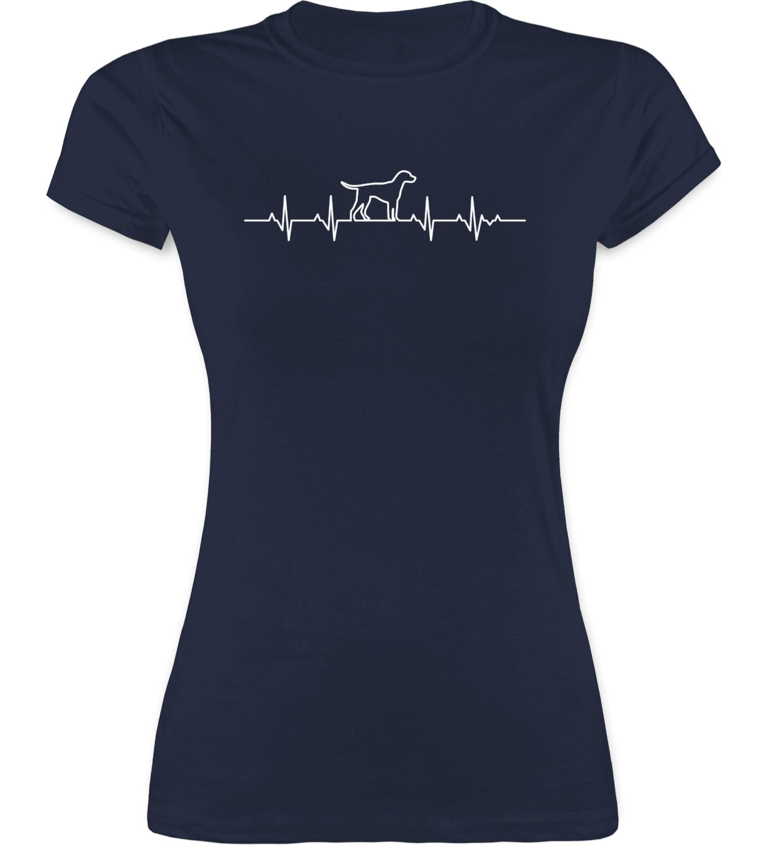 Shirtracer Women's Shirt | Heartbeat Dog 02 Design | Perfect Gift for Dog Owners | Navy Blue M - International Shipping Available - Buy Online on GoSupps.com