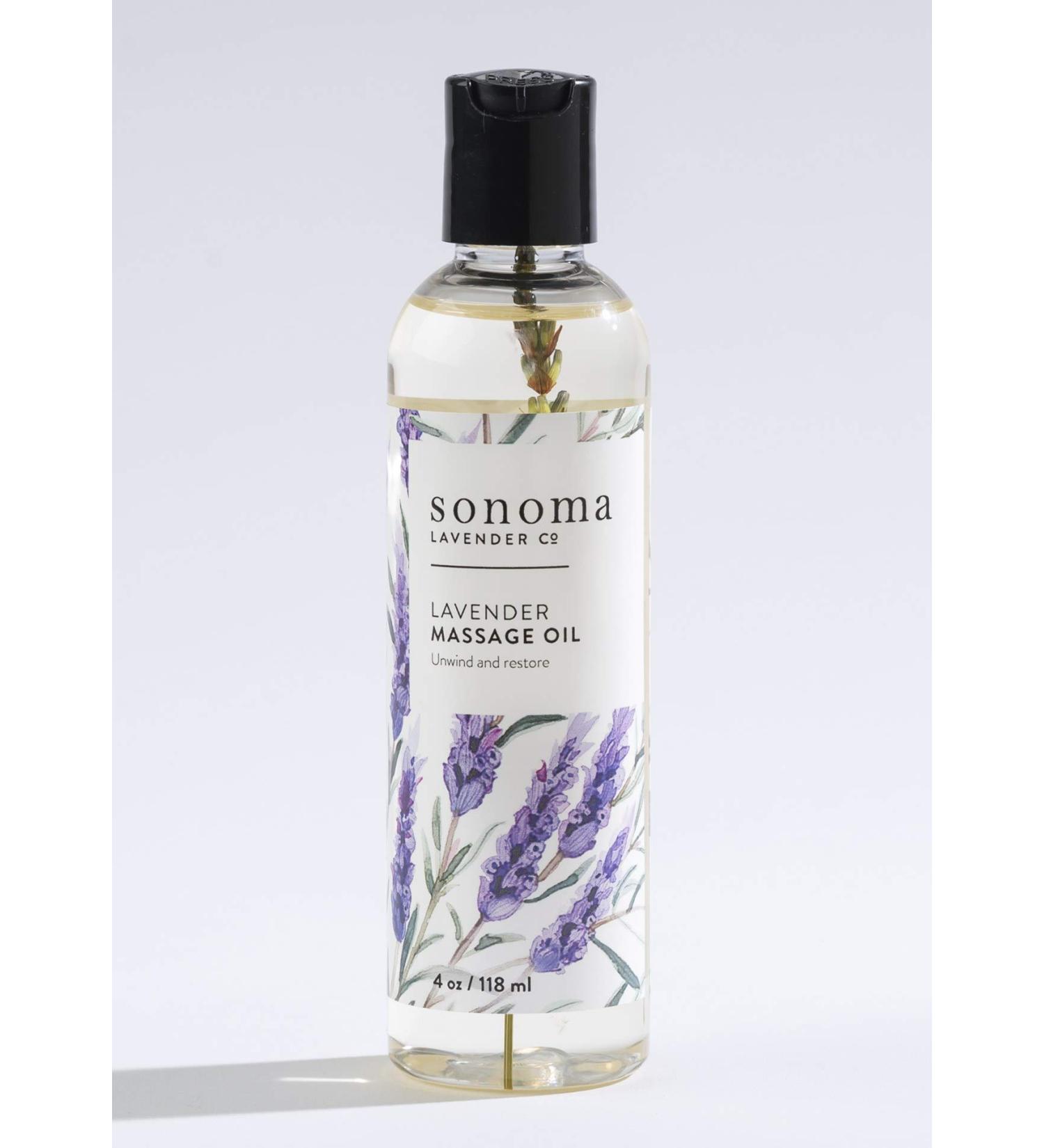 Sonoma Lavender Pure Lavender Massage Oil Body Oil for Sore Muscles Oil for Massaging to Reduce Environmental Stressors 4 oz