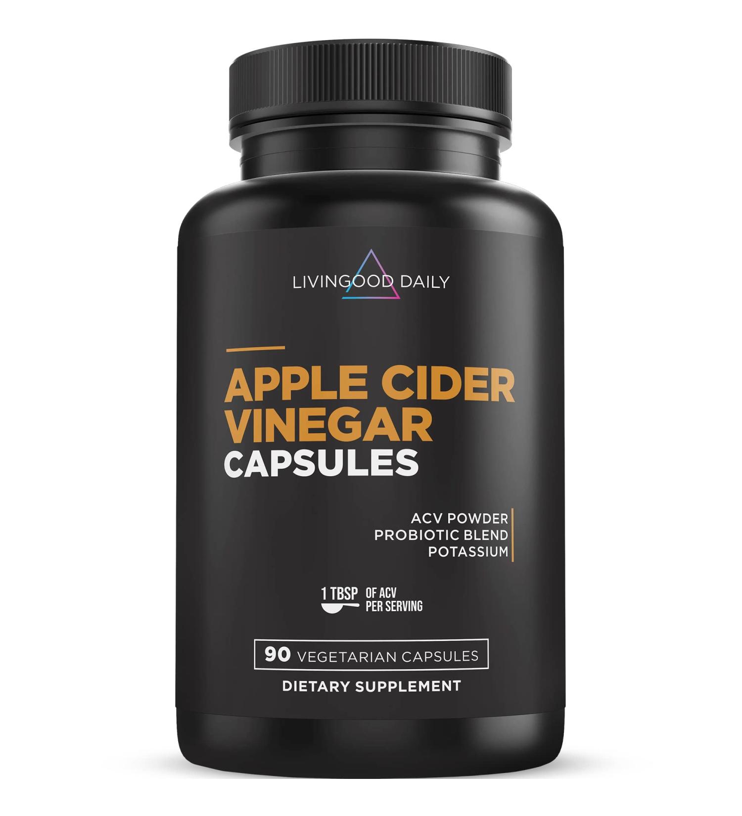 Livingood Daily Apple Cider Vinegar Capsules with Probiotic Blend - 1500mg ACV for Healthy Gut, Digestion, & Weight - Vegan - 90 Capsules - Buy Online on GoSupps.com