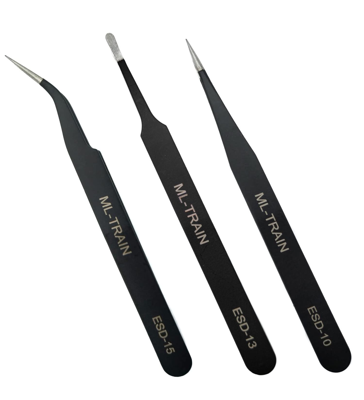 ML Train Tweezer Set - 3-Piece Precision Tool Kit for Model Making & Garden Railway Accessories - Curved & Straight Tips - Buy Online on GoSupps.com