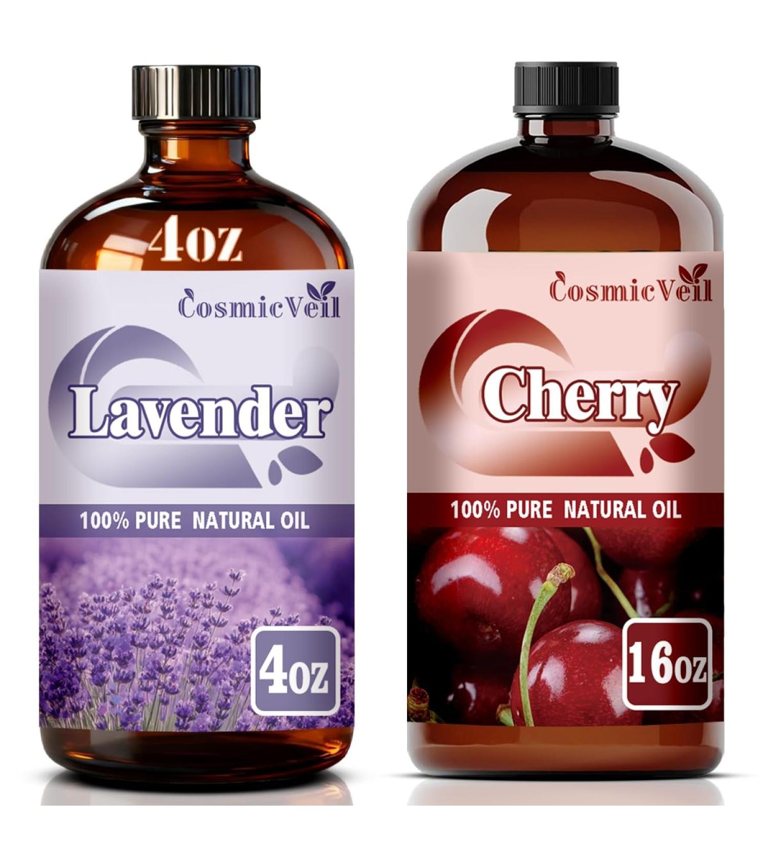 Lavender Essential Oil 4 Fl Oz (120Ml) and Cherry Essential Oil 16 Fl Oz (480Ml) Fragrance Oil for Aroma Diffuser Humidifier Home Fragrance Spa Cleaning Body Care Massage Yoga DIY Candle - Buy Online on GoSupps.com