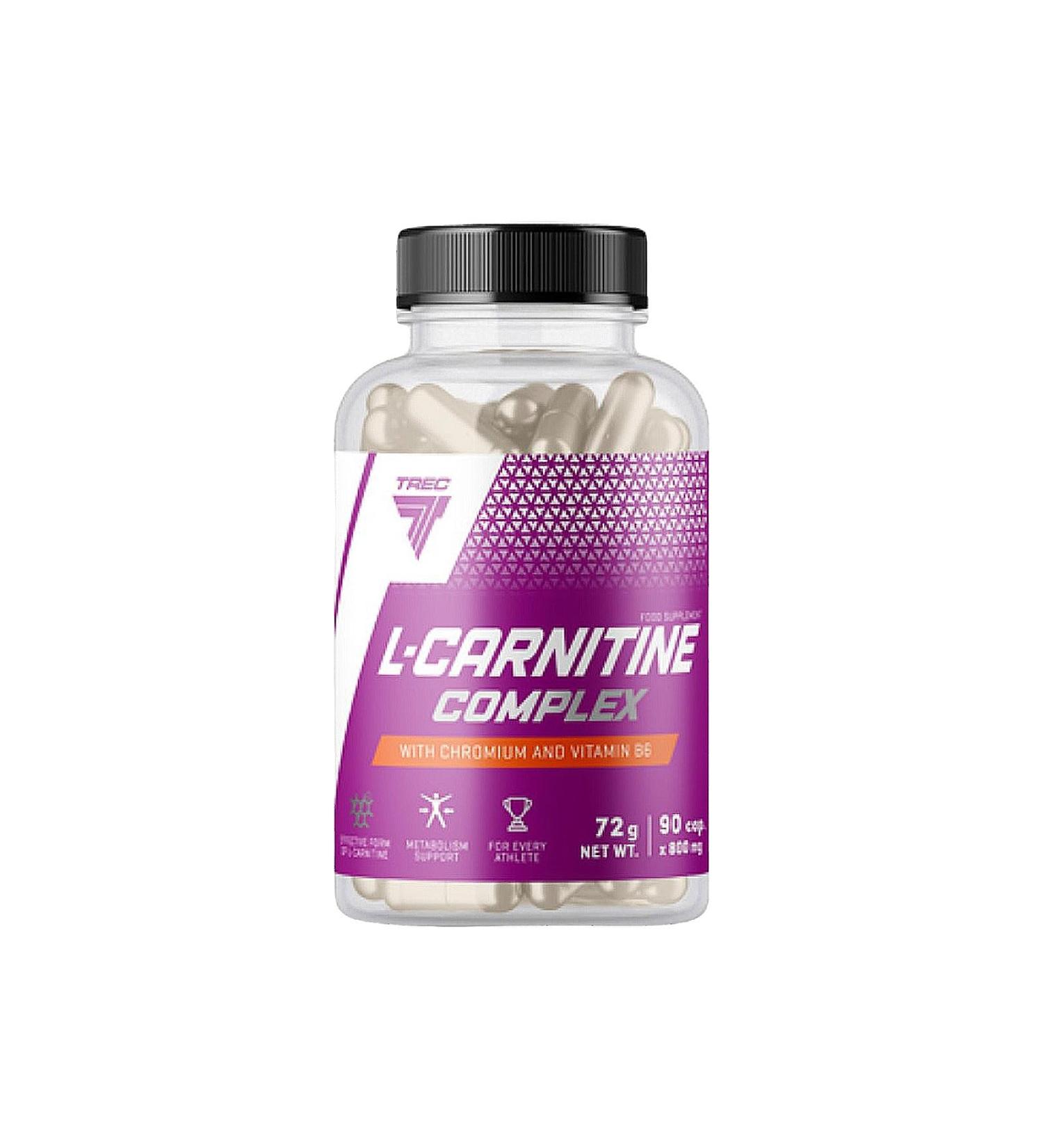 Trec Nutrition L-Carnitine Complex 90 Capsules / 45 Servings + Vit. B6 + Chromium - Burn Fat For Energy - Fat Reducer - Buy Online on GoSupps.com