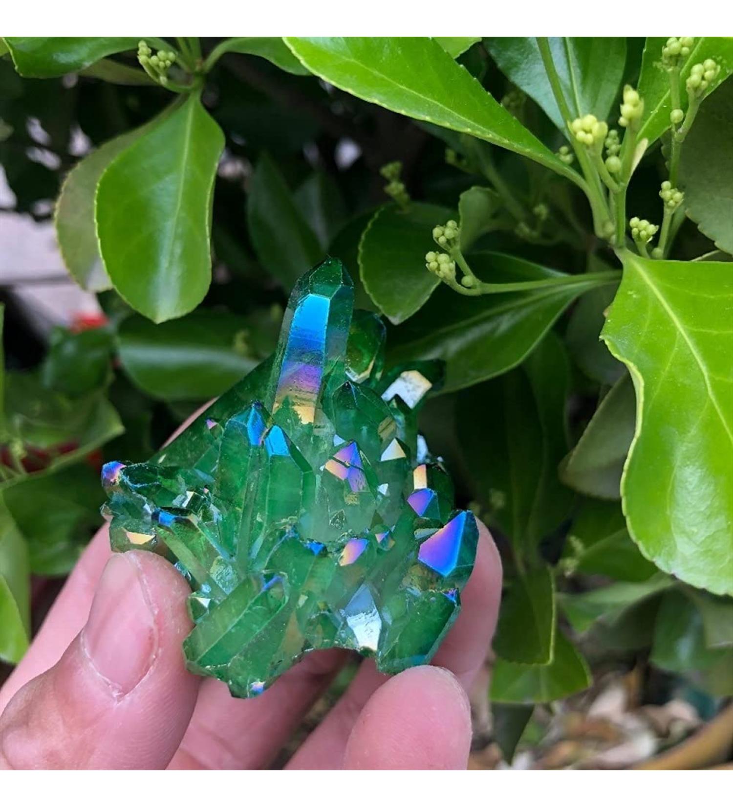 Natural Stone 1pcs Aura Quartz Crystal Titanium Bismuth Silicon Cluster Stone Mineral Specimen - Buy Online on GoSupps.com