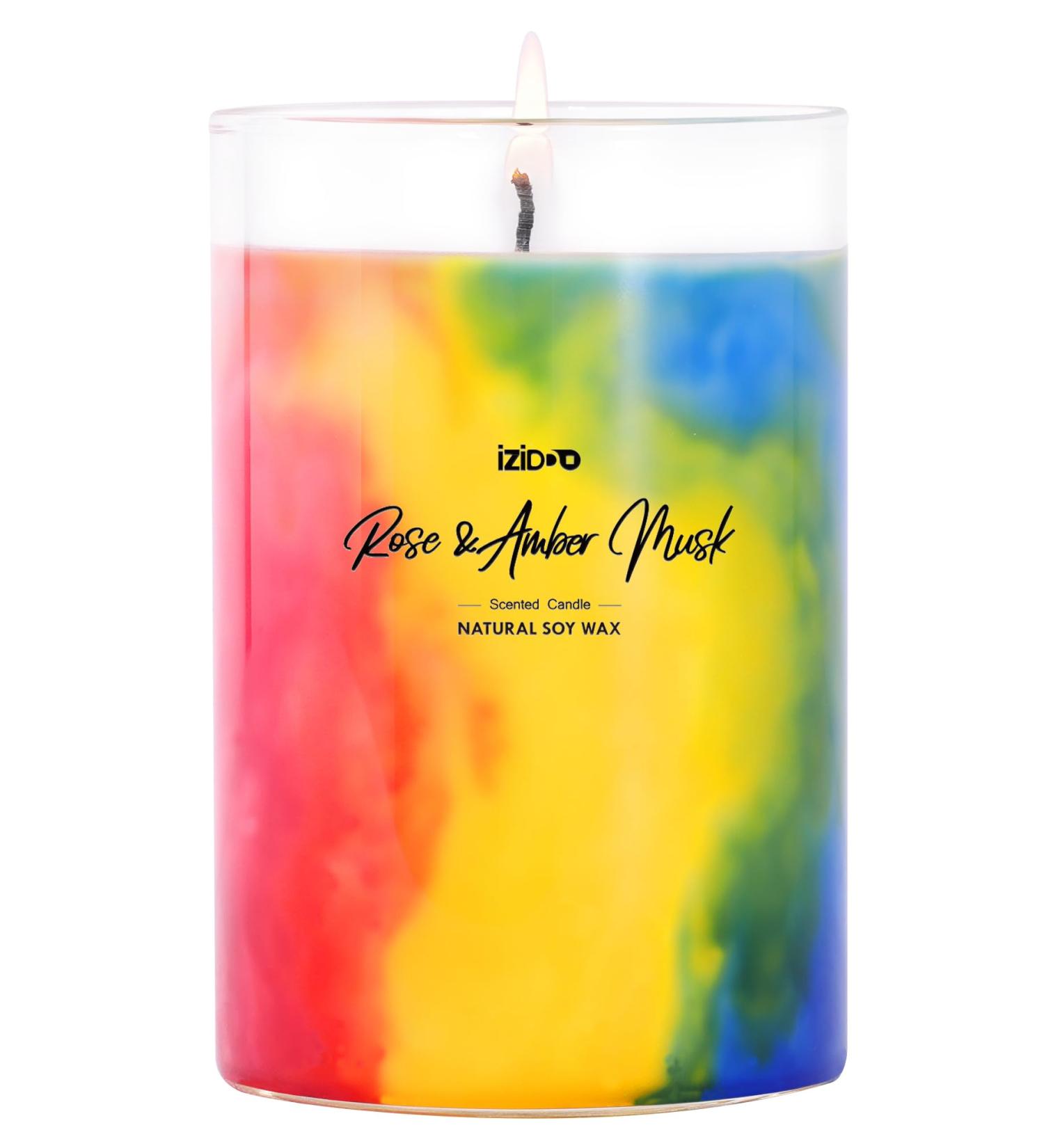 Buy IZIDDO Colourful Scented Candles - Rose & Musk Aromatherapy | 15oz Long Lasting Handmade Candles for Home Birthday Gifts & Aromatherapy - Buy Online on GoSupps.com