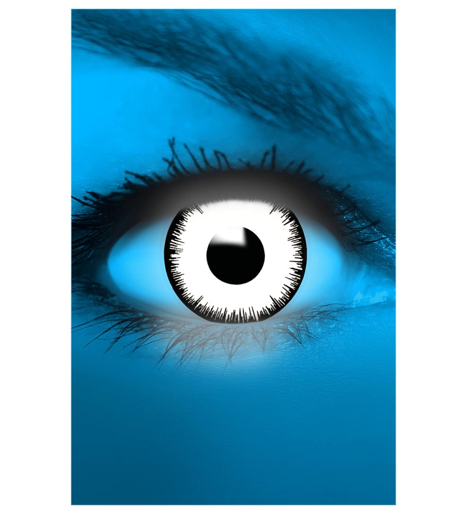 FUNZERA UV Vampire Halloween Contact Lenses White - Pack of 2 (1 Pair) - Without Prescription - Ideal for Cosplay Carnival & Mardi Gras