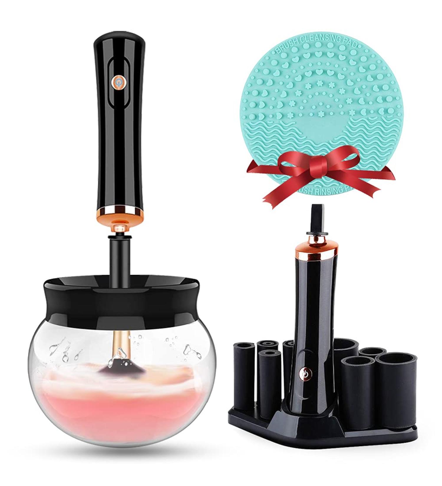 Premium Electric Makeup Brush Cleaner & Dryer Set | Hangsun Cosmetic Cleaning Tool with 8 Rubber Collars | Wash & Dry in Seconds - White - Buy Online on GoSupps.com