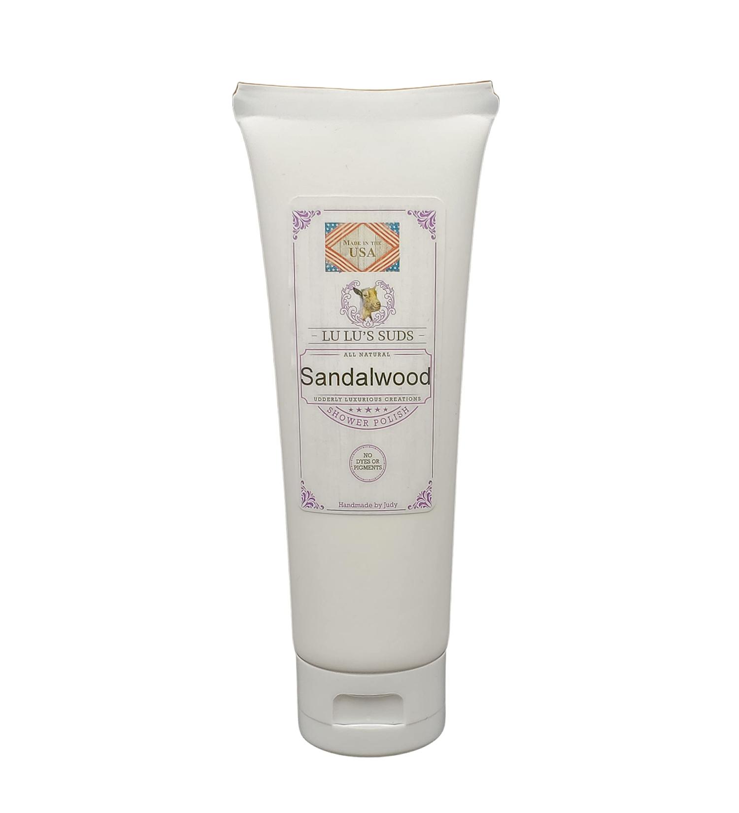 Lu Lu's Suds all natural handmade Shower Polish/sugar scrub 4 oz. and 8 oz. (8 oz Sandalwood)