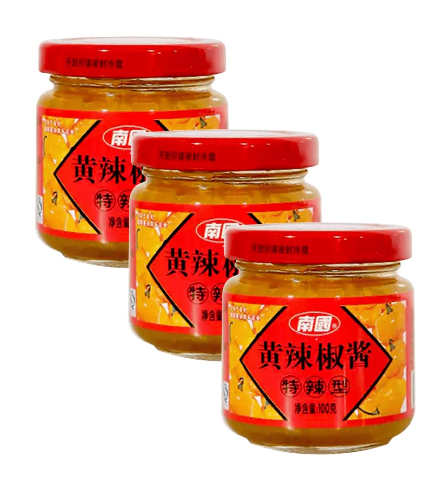 Nanguo Spicy Yellow Pepper Chilli Sauce Extra Hot 100g (Pack of 3) - Buy Online on GoSupps.com