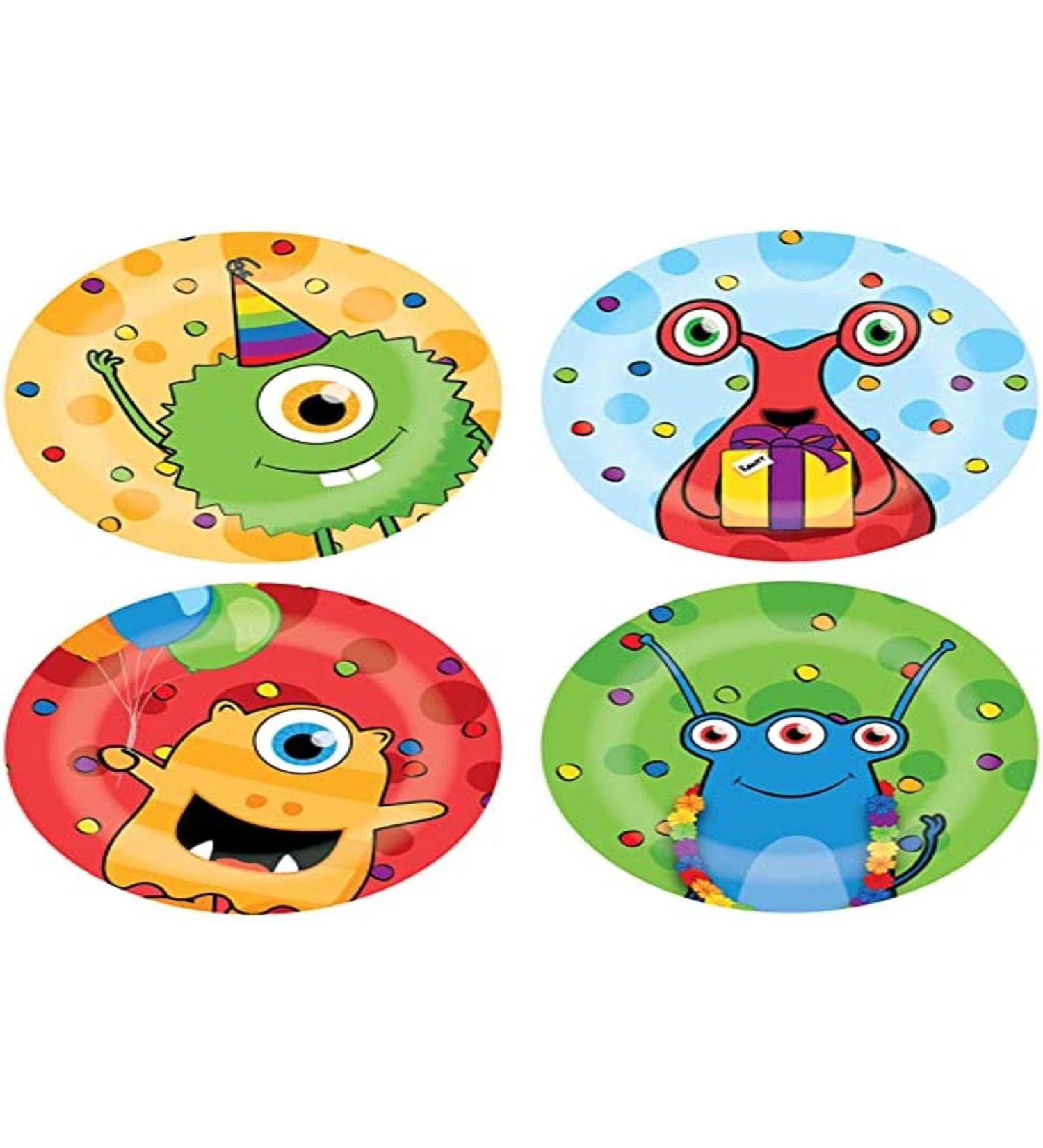 Haza 437850 Bordjes Monster Party 8pcs Multicoloured Medium